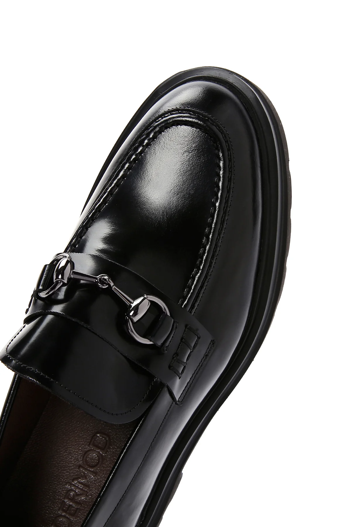 Erkek Siyah Rugan Deri Tokalı Kalın Tabanlı Casual Loafer - Image 8