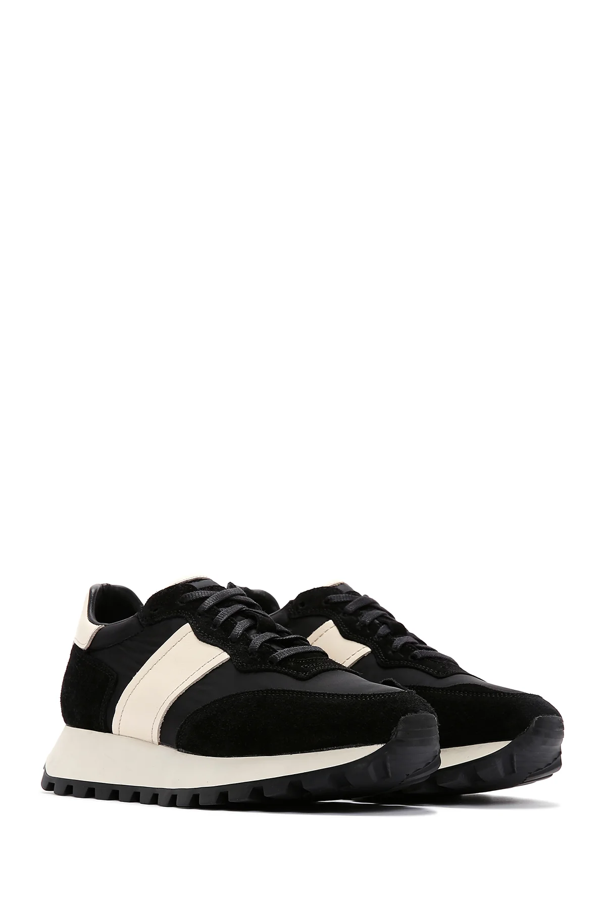 Erkek Siyah Süet Deri Detaylı Sneaker - Image 3
