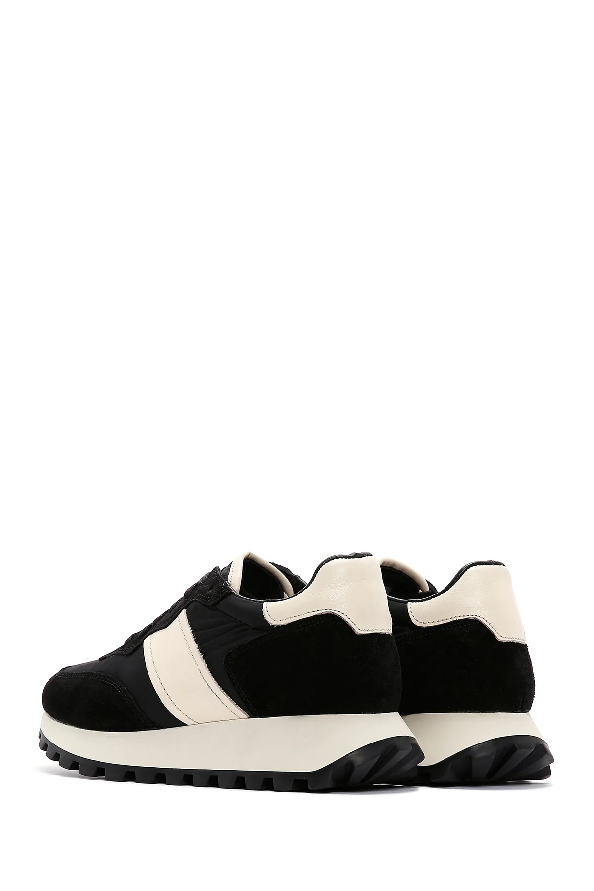 Erkek Siyah Süet Deri Detaylı Sneaker - Image 5