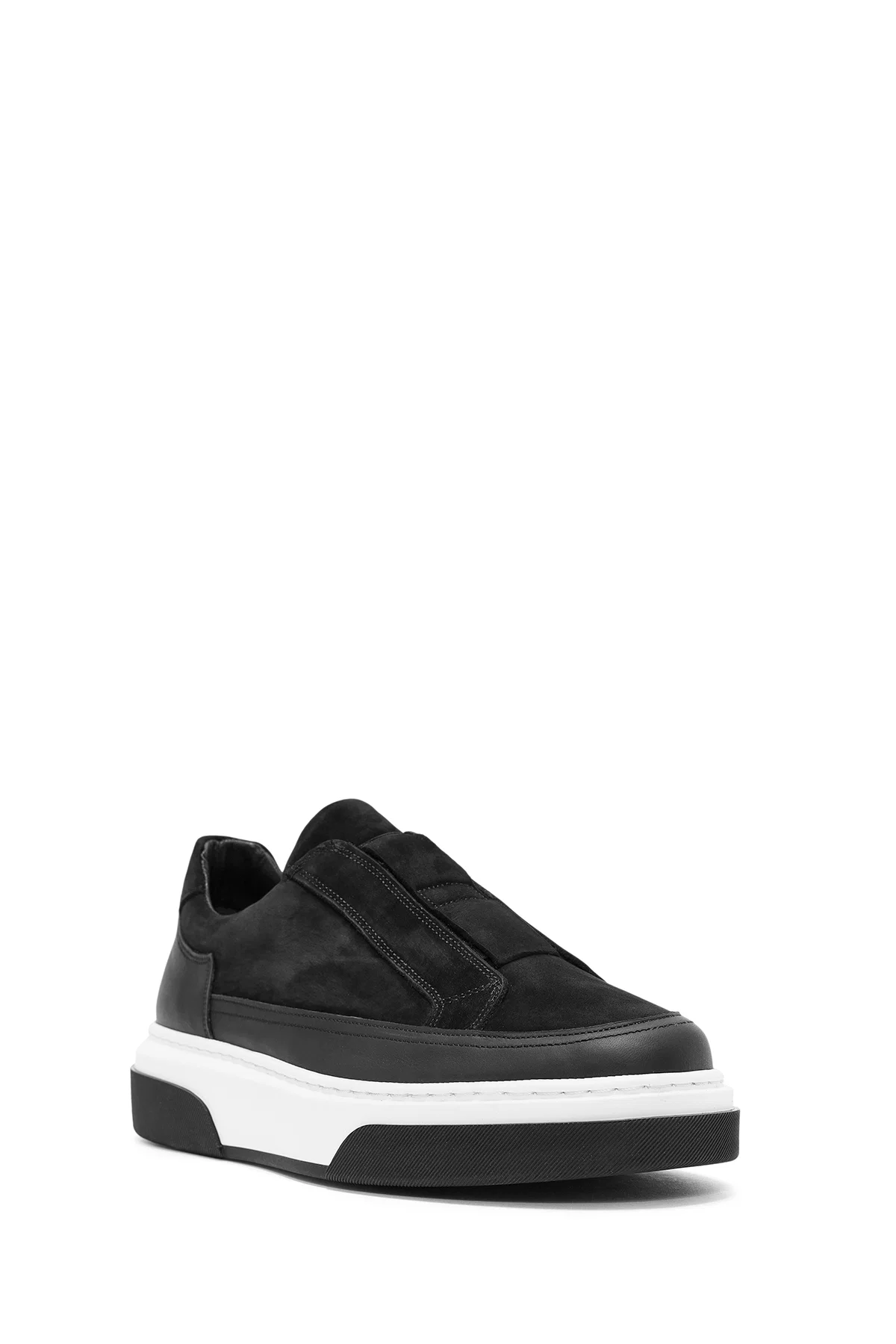 Erkek Siyah Süet Kalın Tabanlı Deri Sneaker - Image 6