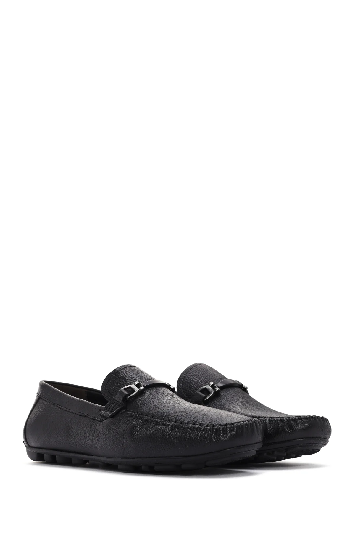 Erkek Siyah Tokalı Deri Casual Loafer - Image 3