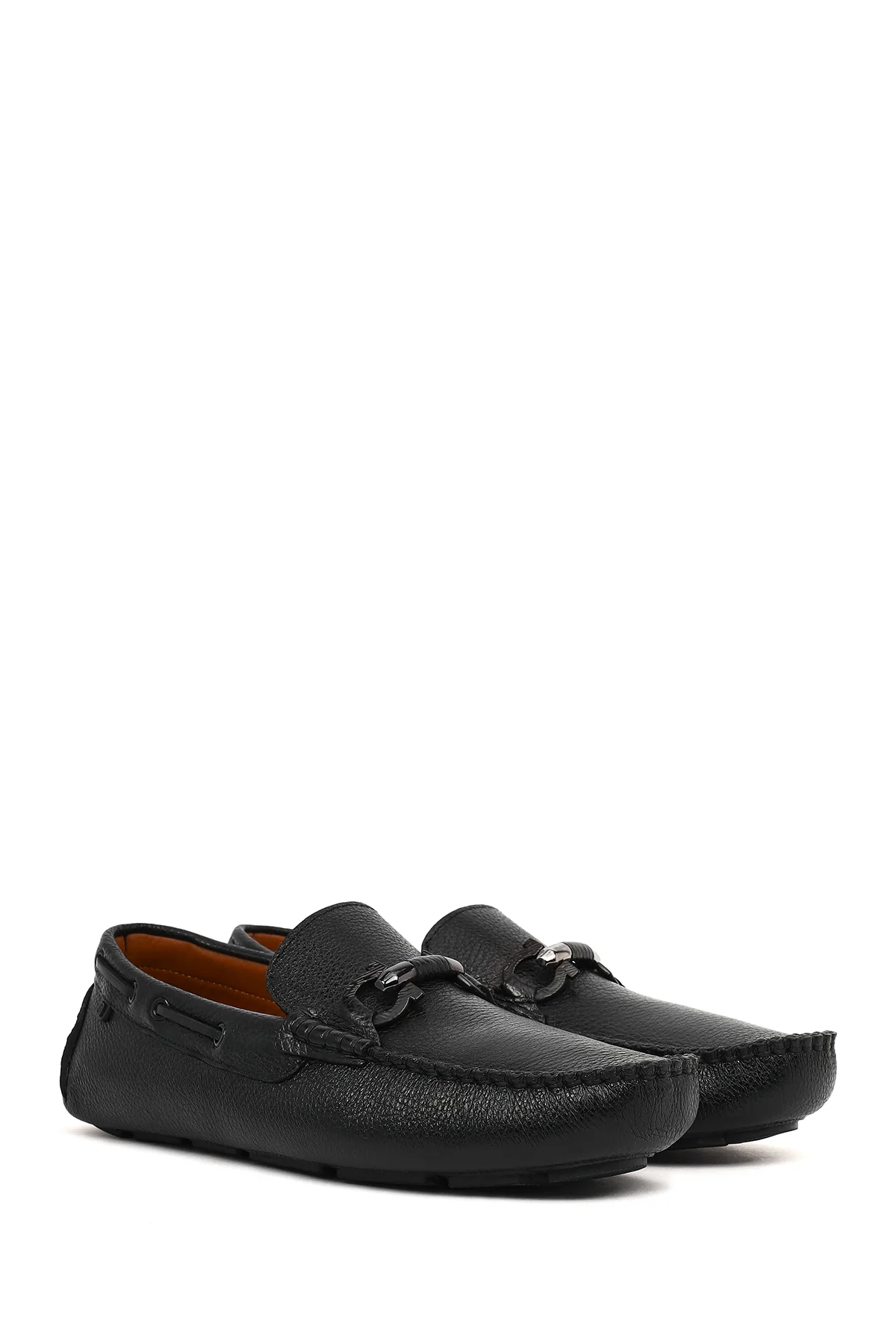 Erkek Siyah Tokalı Deri Casual Loafer - Image 2