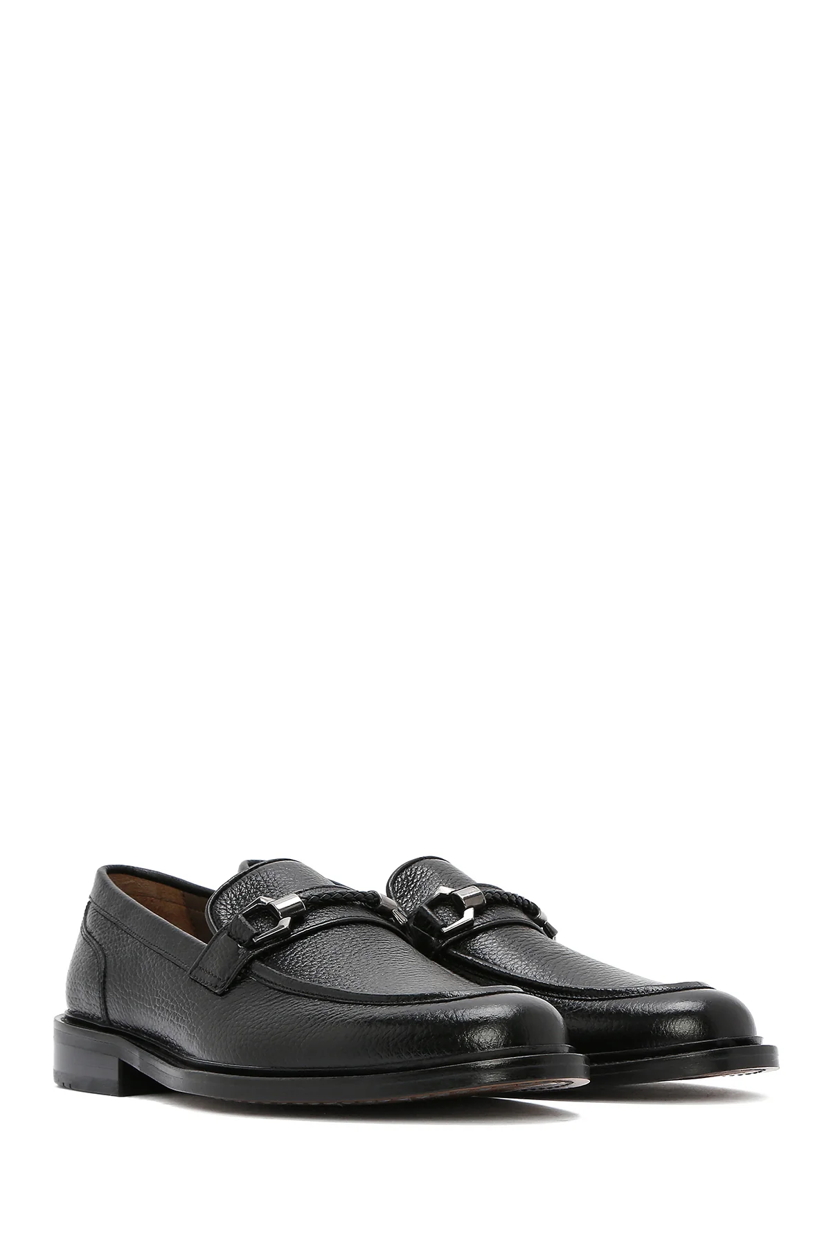 Erkek Siyah Tokalı Deri Klasik Loafer - Image 2