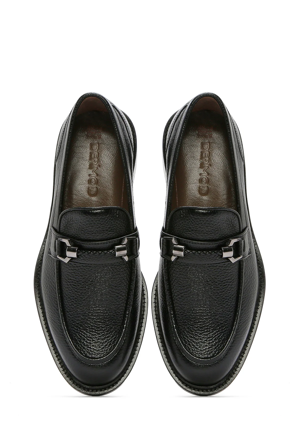 Erkek Siyah Tokalı Deri Klasik Loafer - Image 4