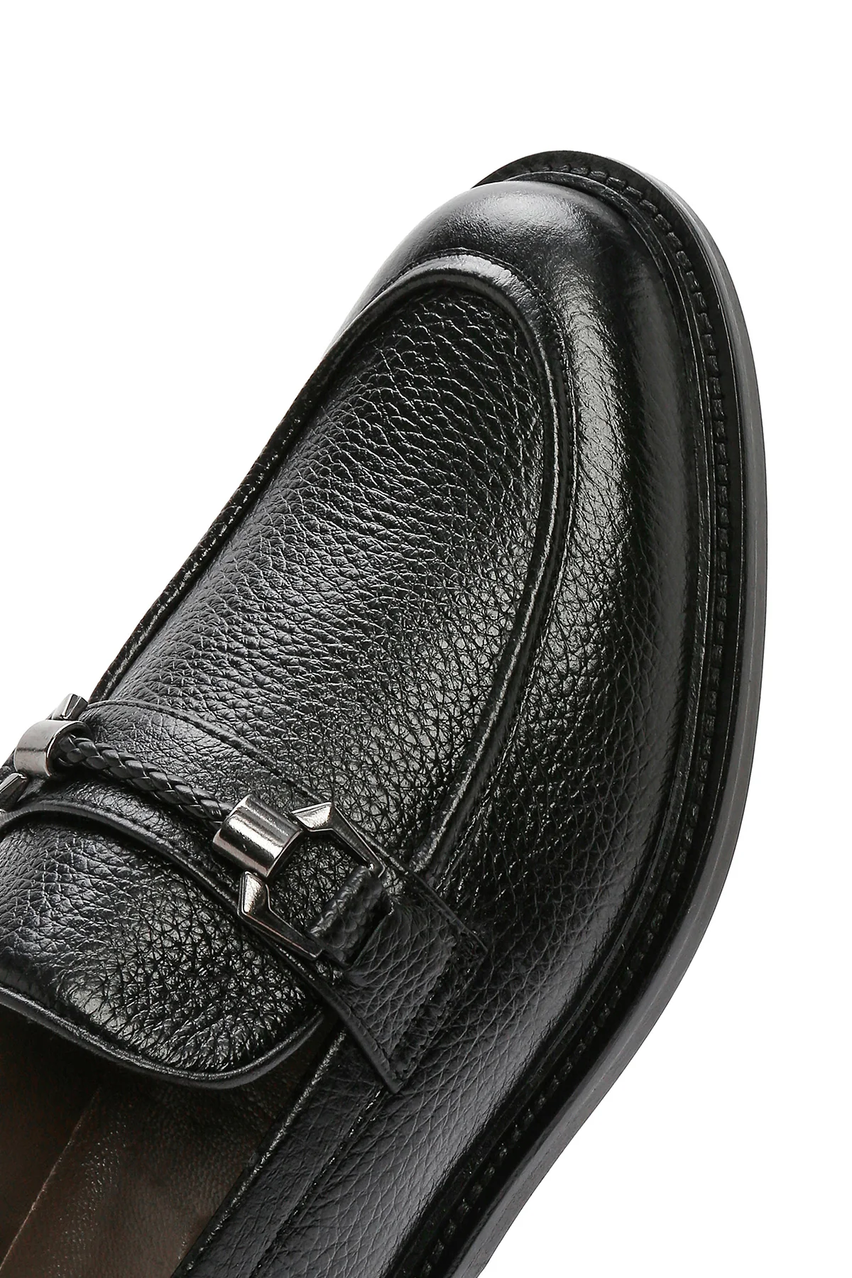 Erkek Siyah Tokalı Deri Klasik Loafer - Image 8