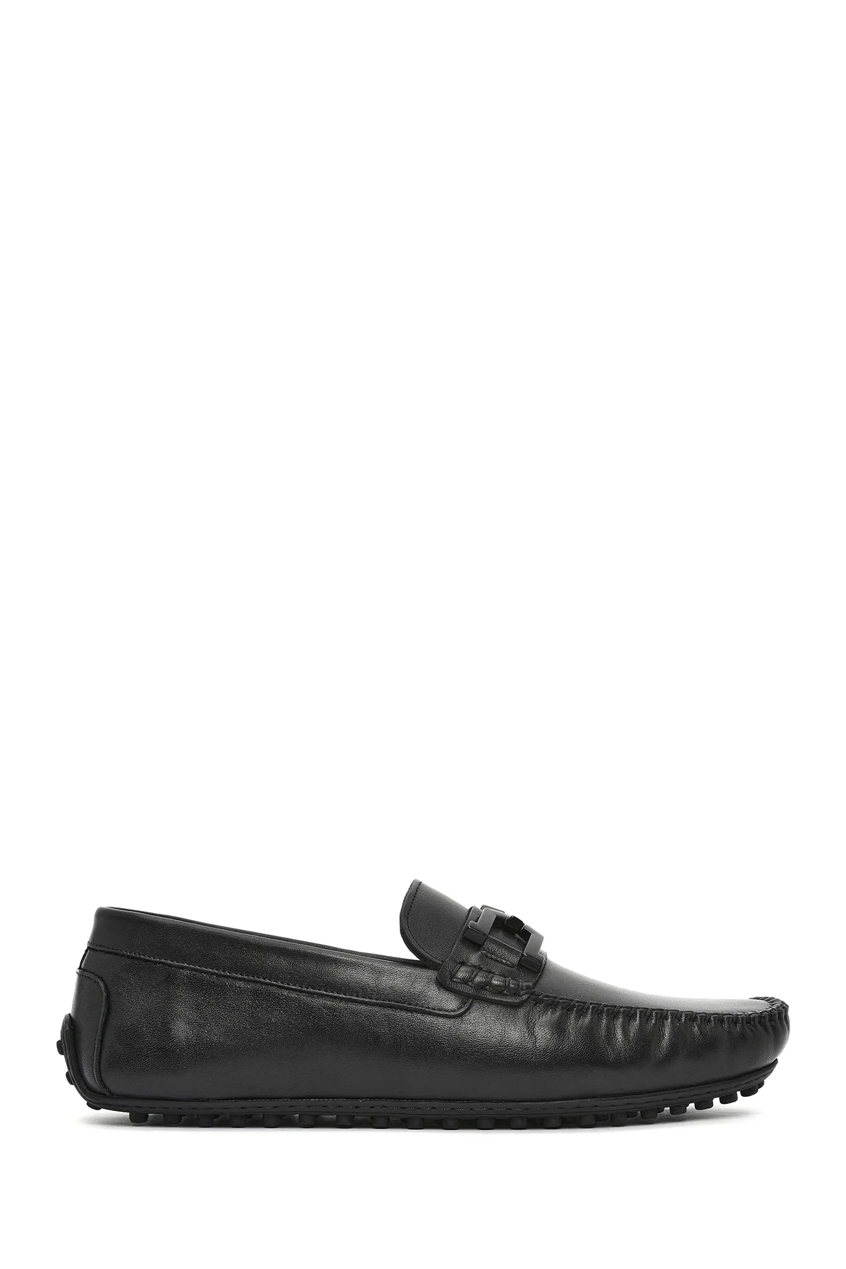 Erkek Siyah Tokalı Deri Loafer