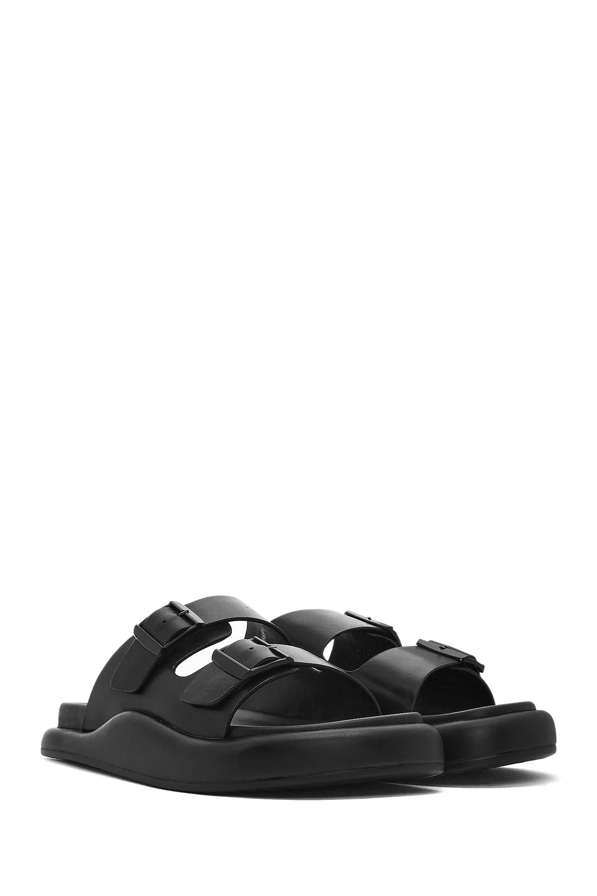 Erkek Siyah Tokalı Deri Terlik - Image 3