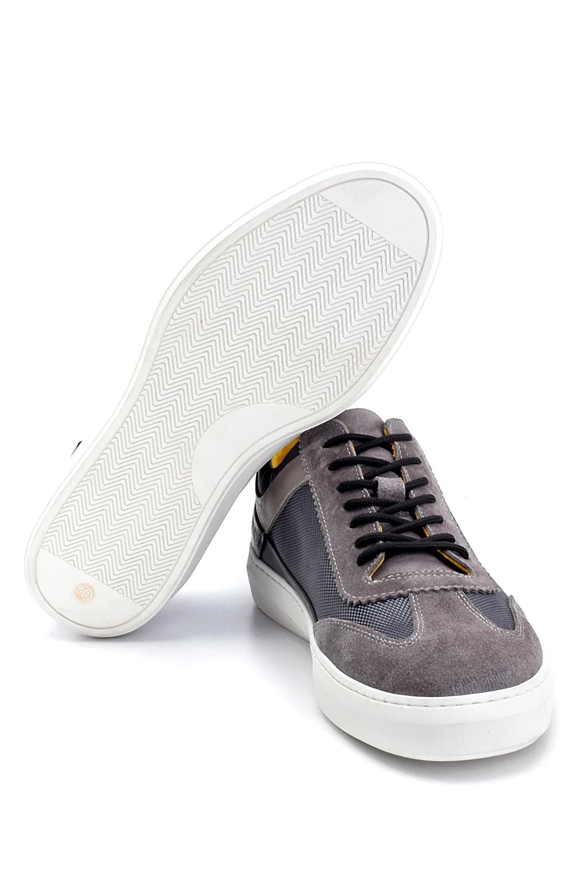 Erkek Süet Detaylı Deri Sneaker - Image 4