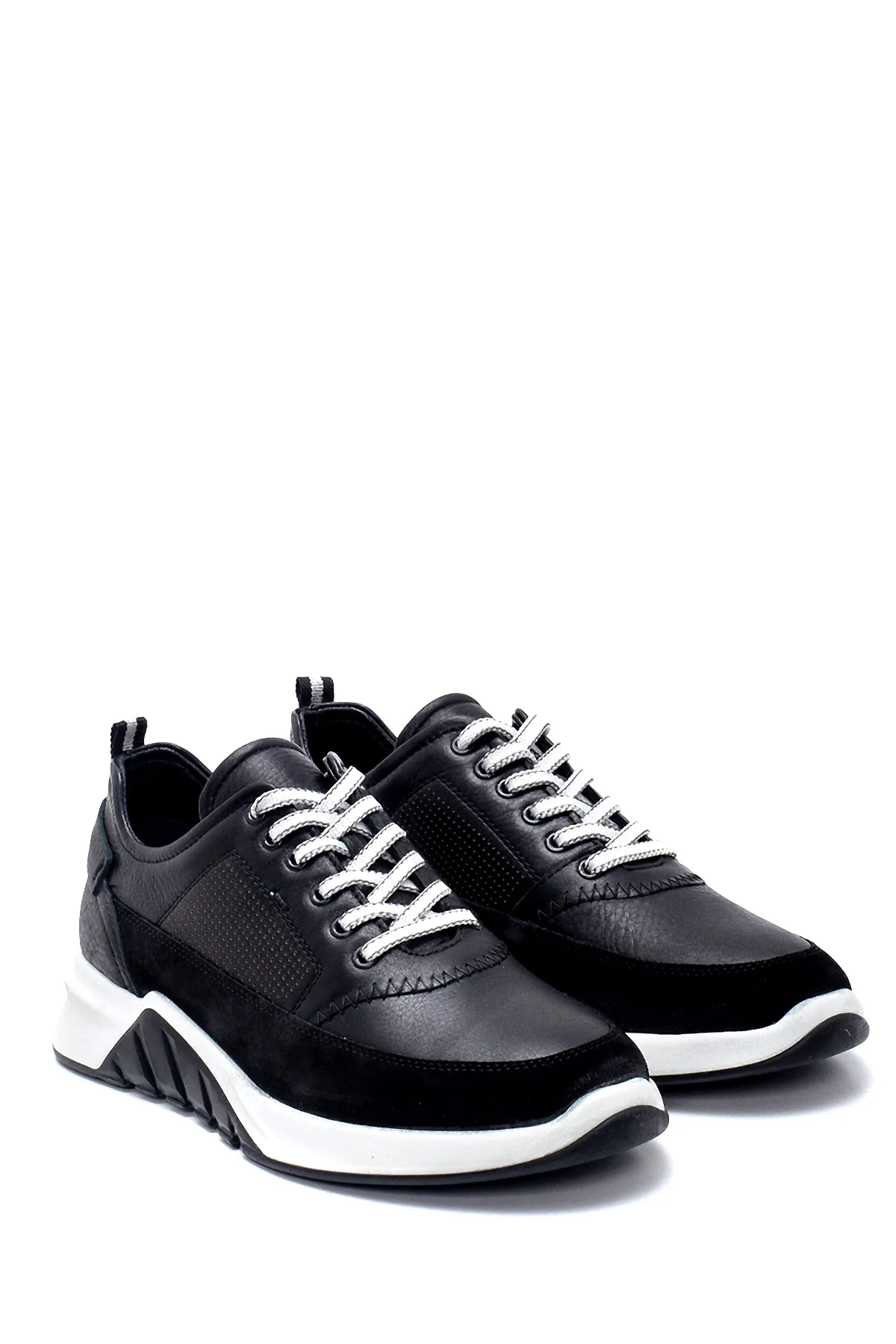 Erkek Süet Detaylı Deri Sneaker - Image 4