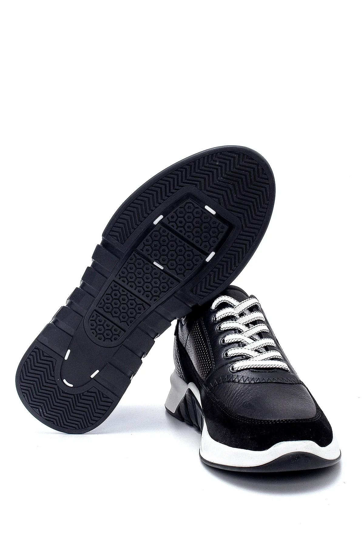 Erkek Süet Detaylı Deri Sneaker - Image 5