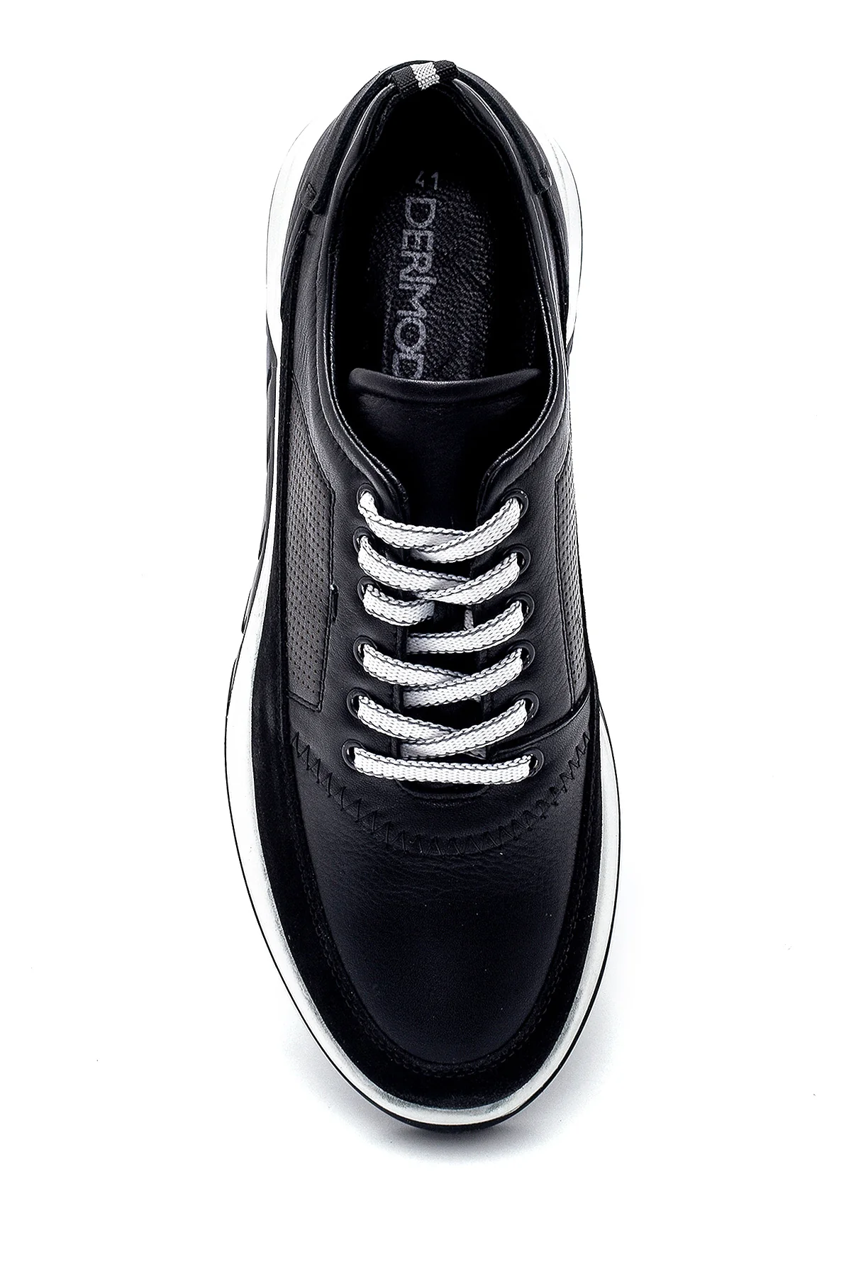 Erkek Süet Detaylı Deri Sneaker - Image 7