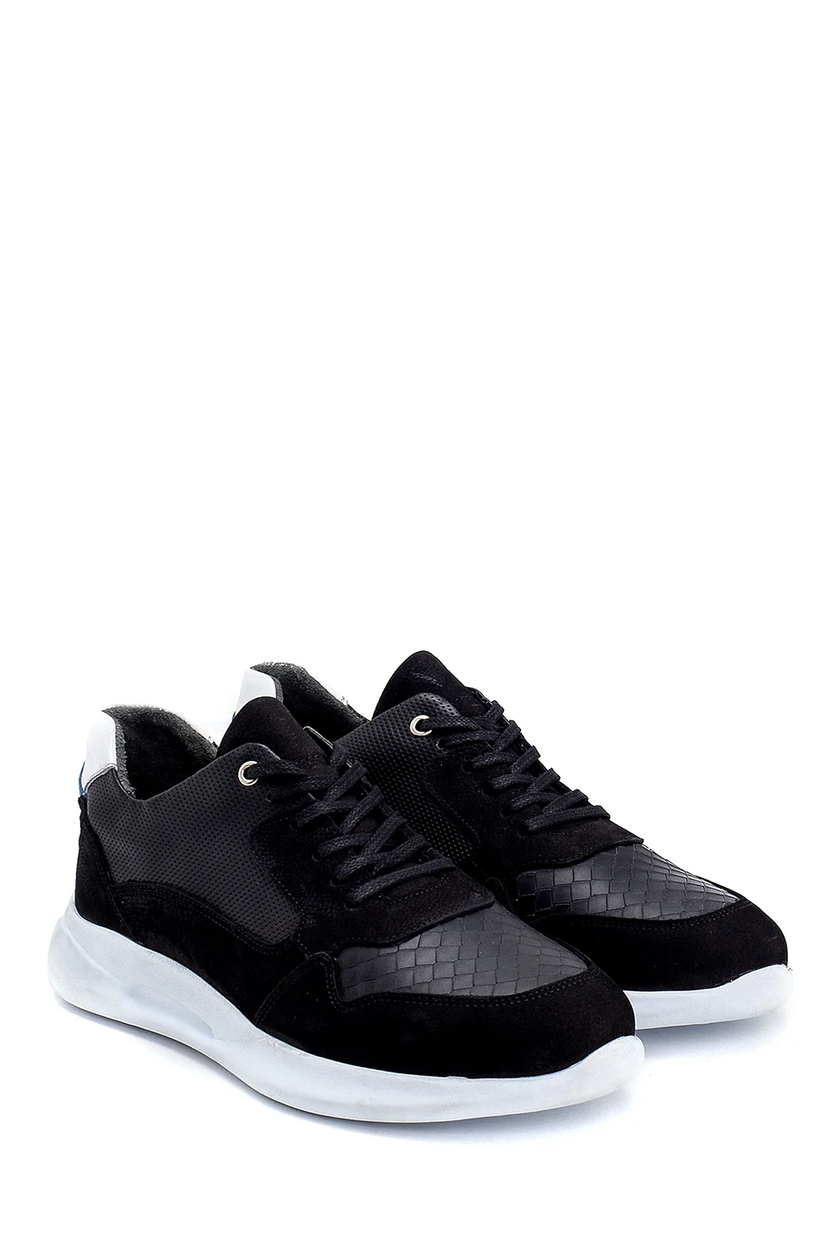 Erkek Süet Detaylı Deri Sneaker - Image 3