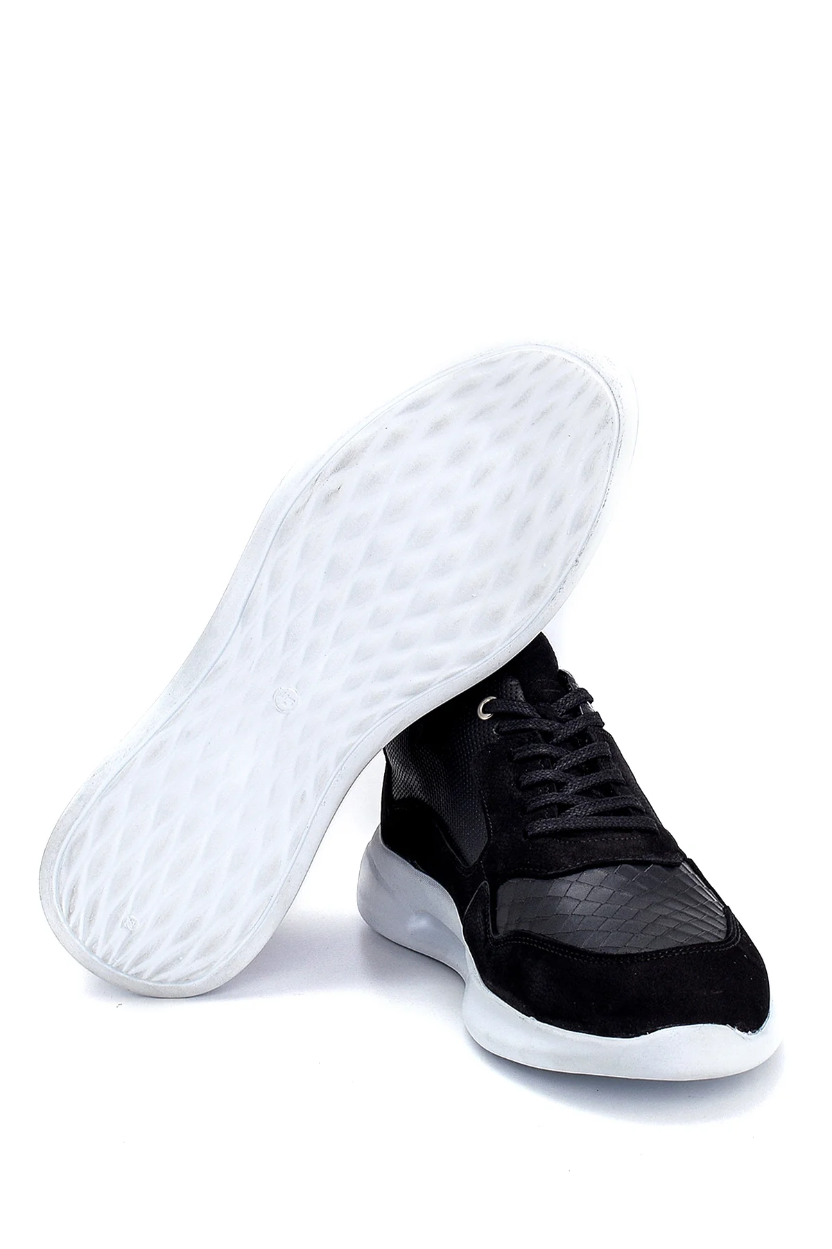 Erkek Süet Detaylı Deri Sneaker - Image 4