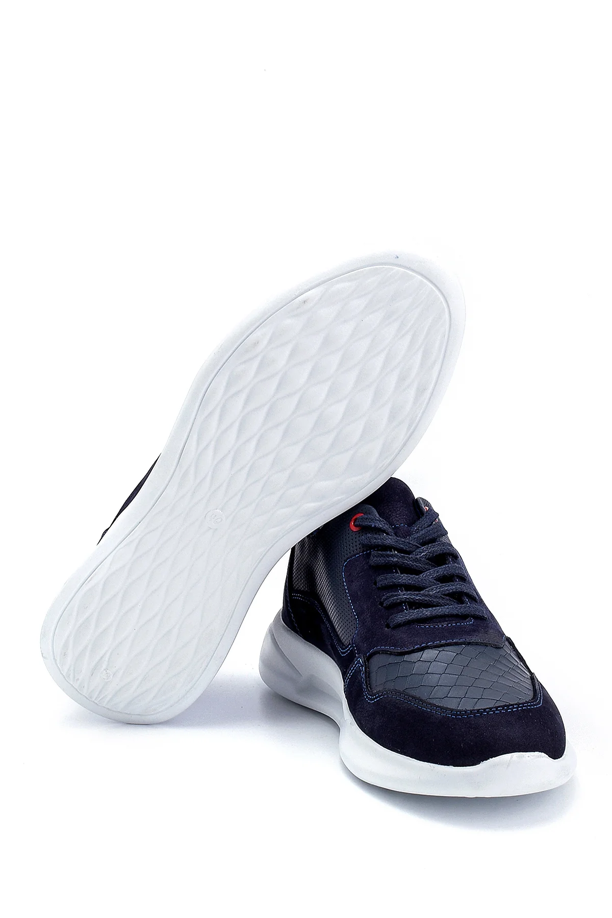Erkek Süet Detaylı Deri Sneaker - Image 4