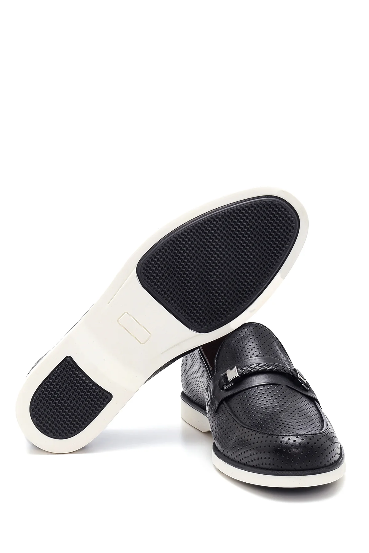 Erkek Syah Deri Delikli Casual Loafer - Image 3