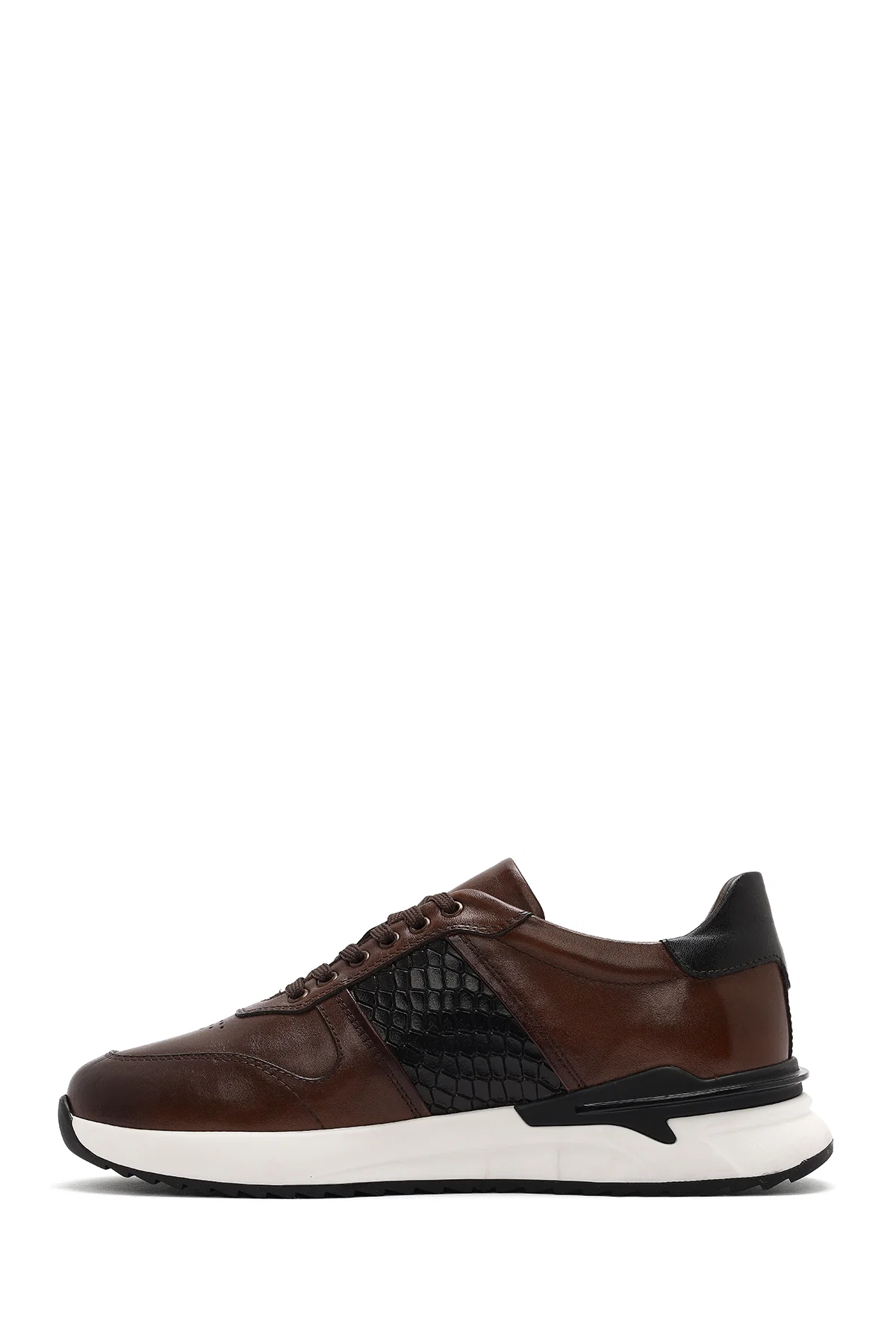 Erkek Taba Bağcıklı Deri Casual Sneaker - Image 2
