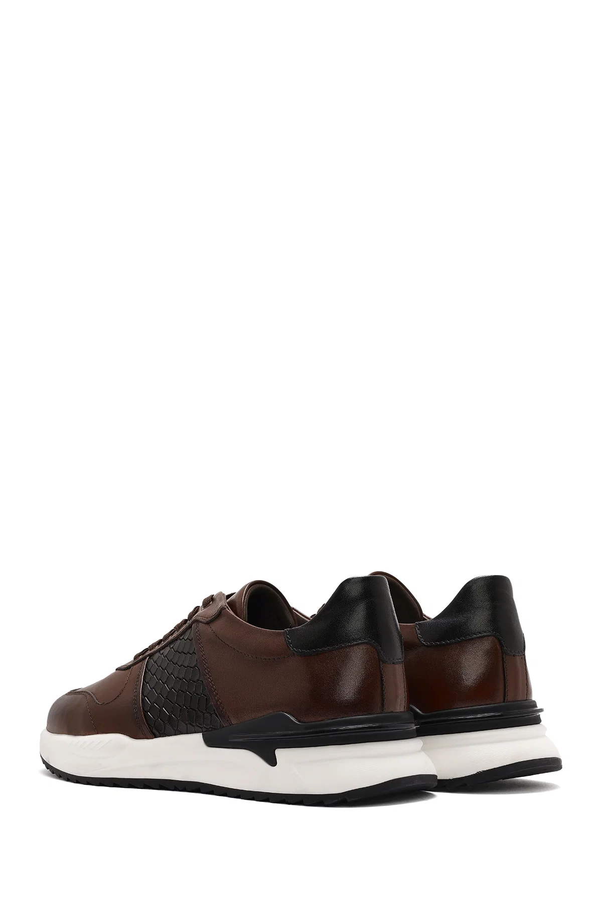 Erkek Taba Bağcıklı Deri Casual Sneaker - Image 5