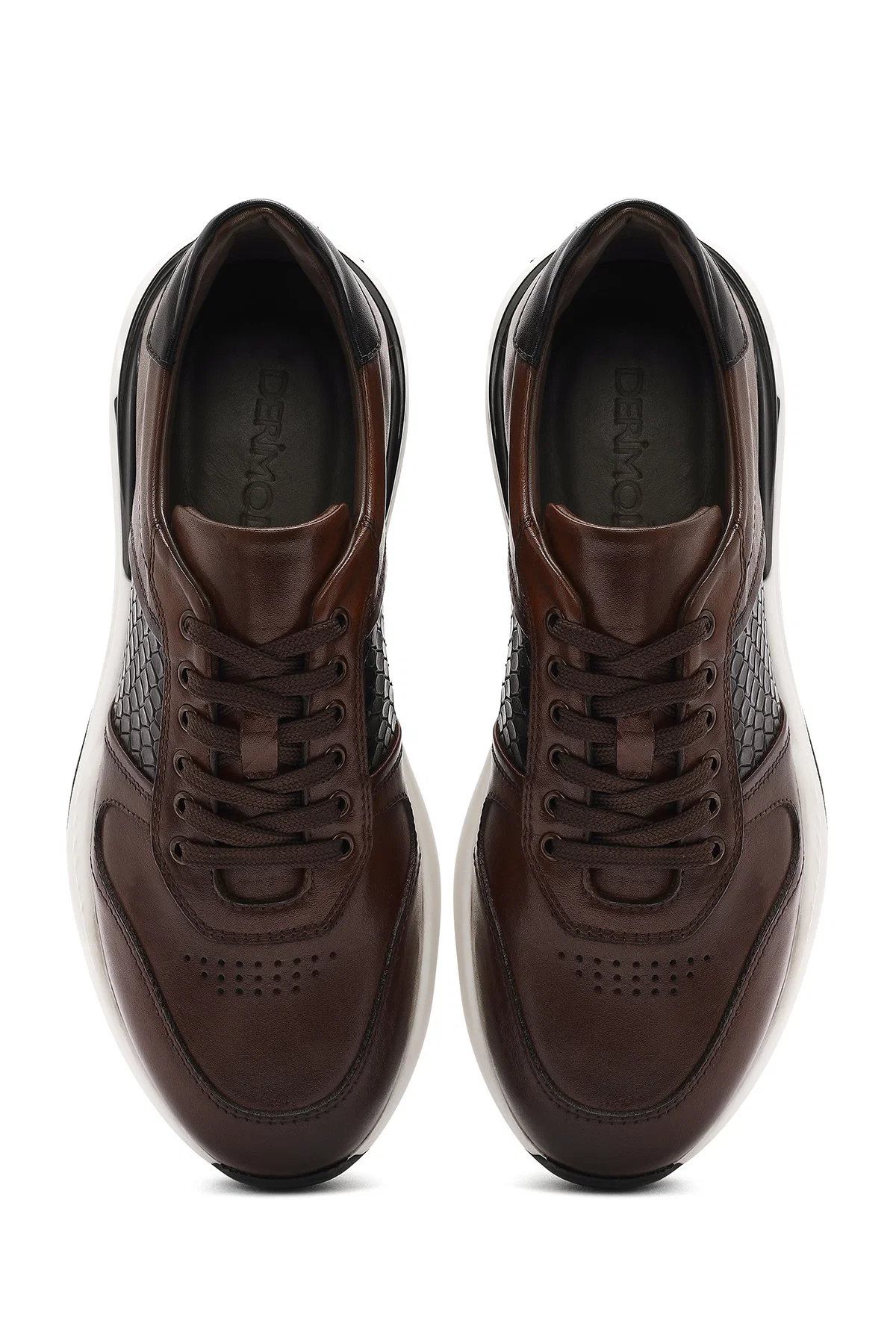 Erkek Taba Bağcıklı Deri Casual Sneaker - Image 7