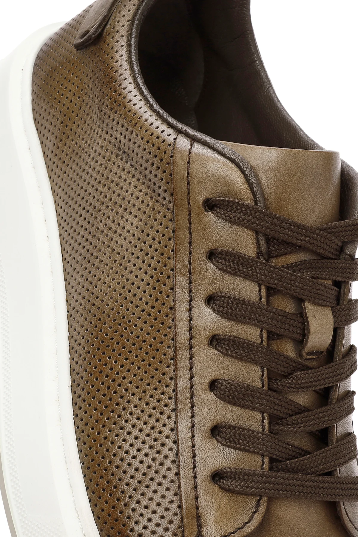 Erkek Taba Bağcıklı Deri Sneaker - Image 10