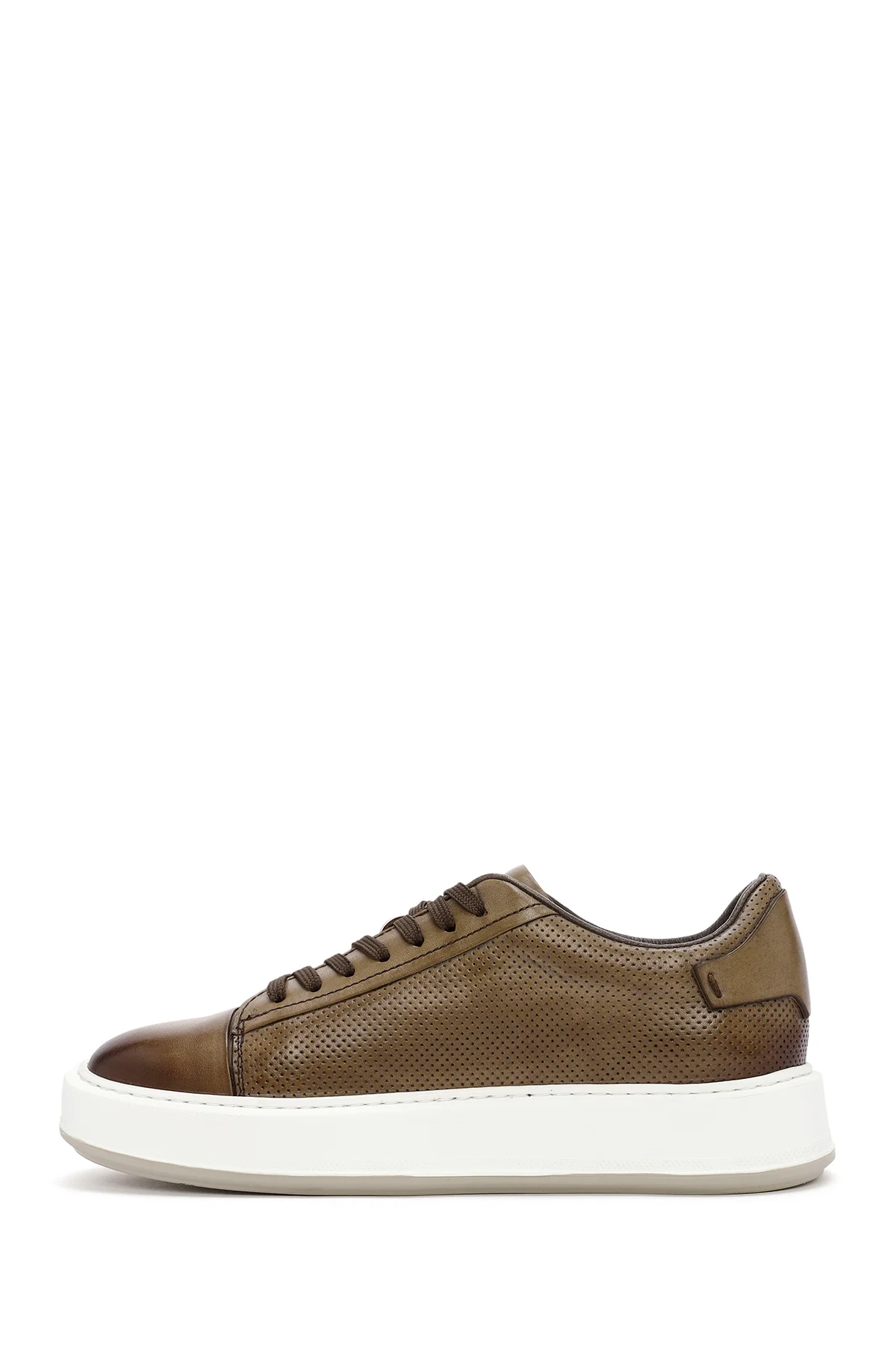 Erkek Taba Bağcıklı Deri Sneaker - Image 2