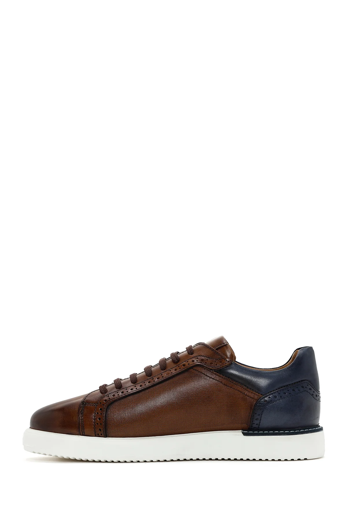 Erkek Taba Bağcıklı Deri Sneaker - Image 2