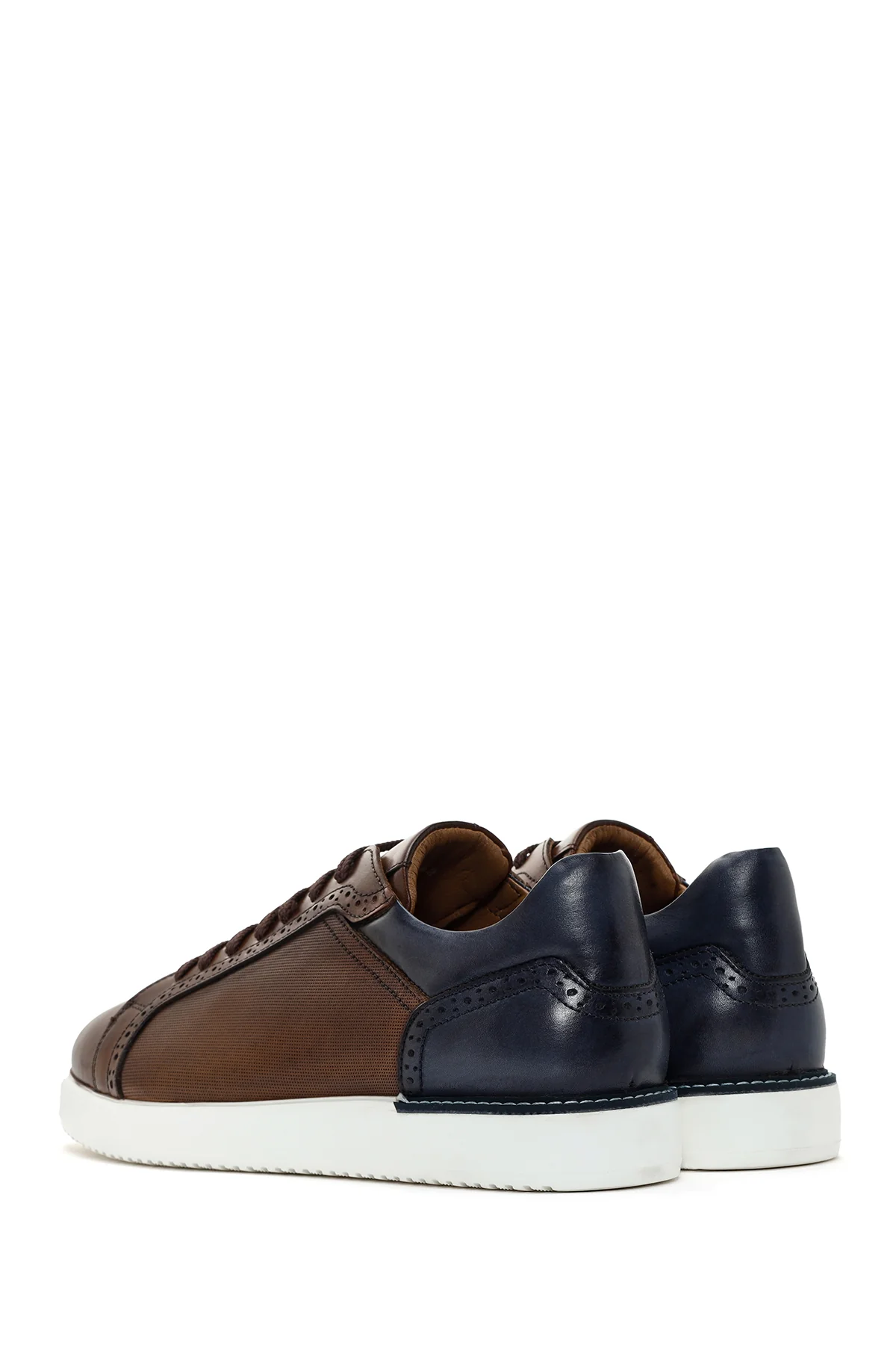 Erkek Taba Bağcıklı Deri Sneaker - Image 5
