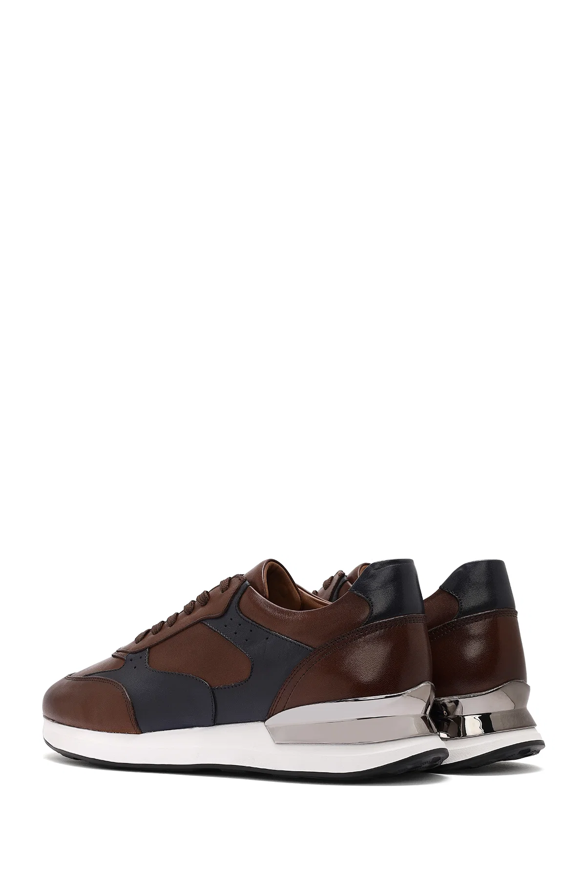 Erkek Taba Bağcıklı Deri Sneaker - Image 5
