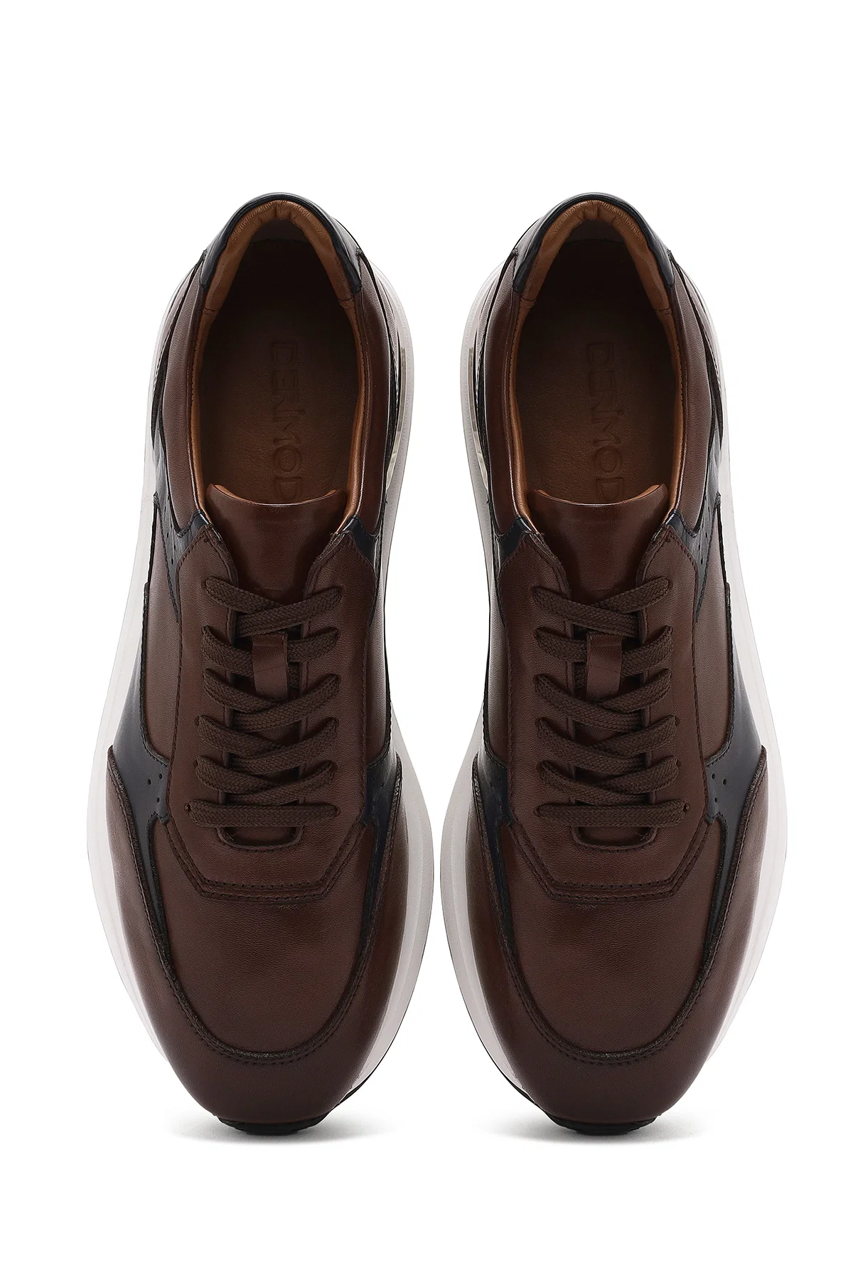 Erkek Taba Bağcıklı Deri Sneaker - Image 7