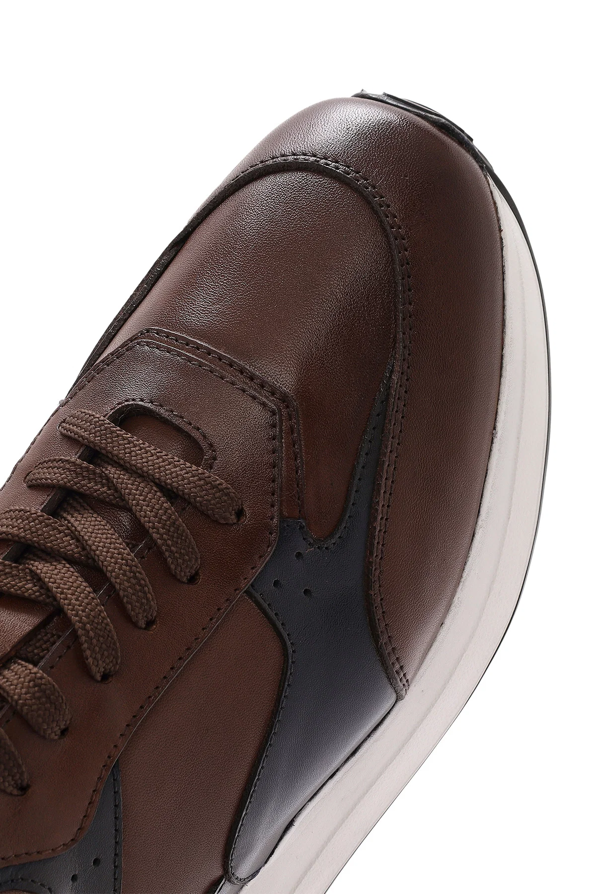 Erkek Taba Bağcıklı Deri Sneaker - Image 9