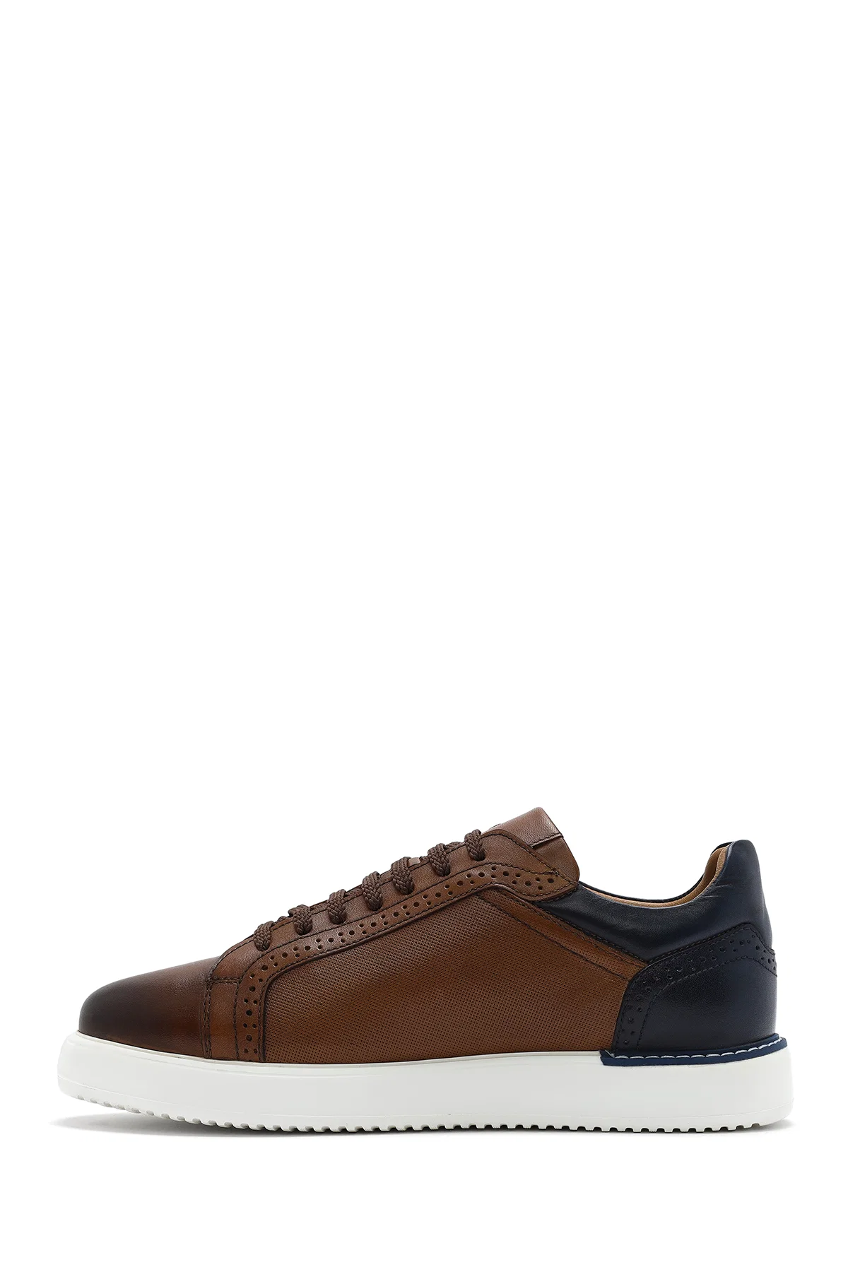 Erkek Taba Bağcıklı Deri Sneaker - Image 2
