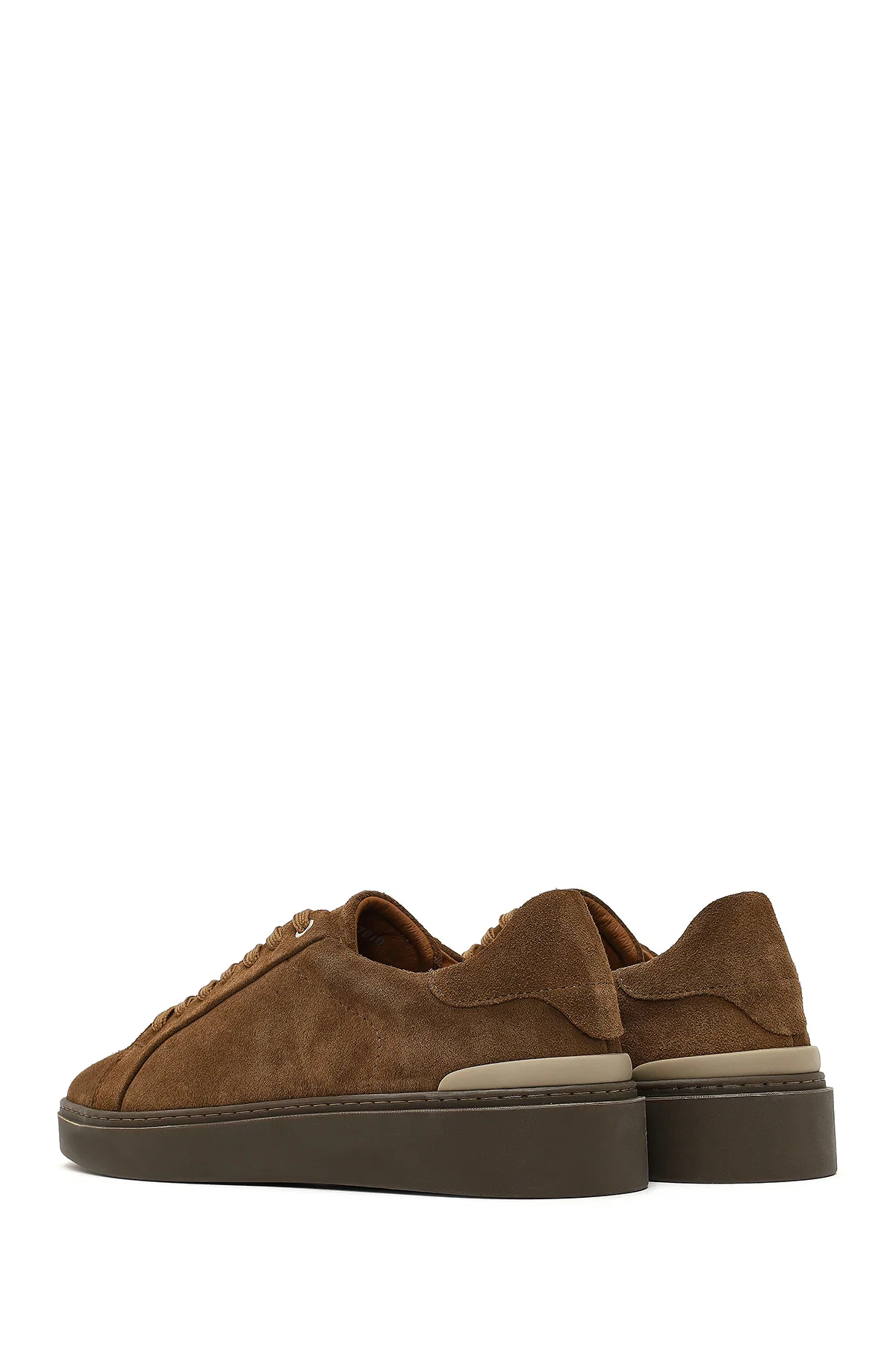 Erkek Taba Bağcıklı Deri Sneaker - Image 5