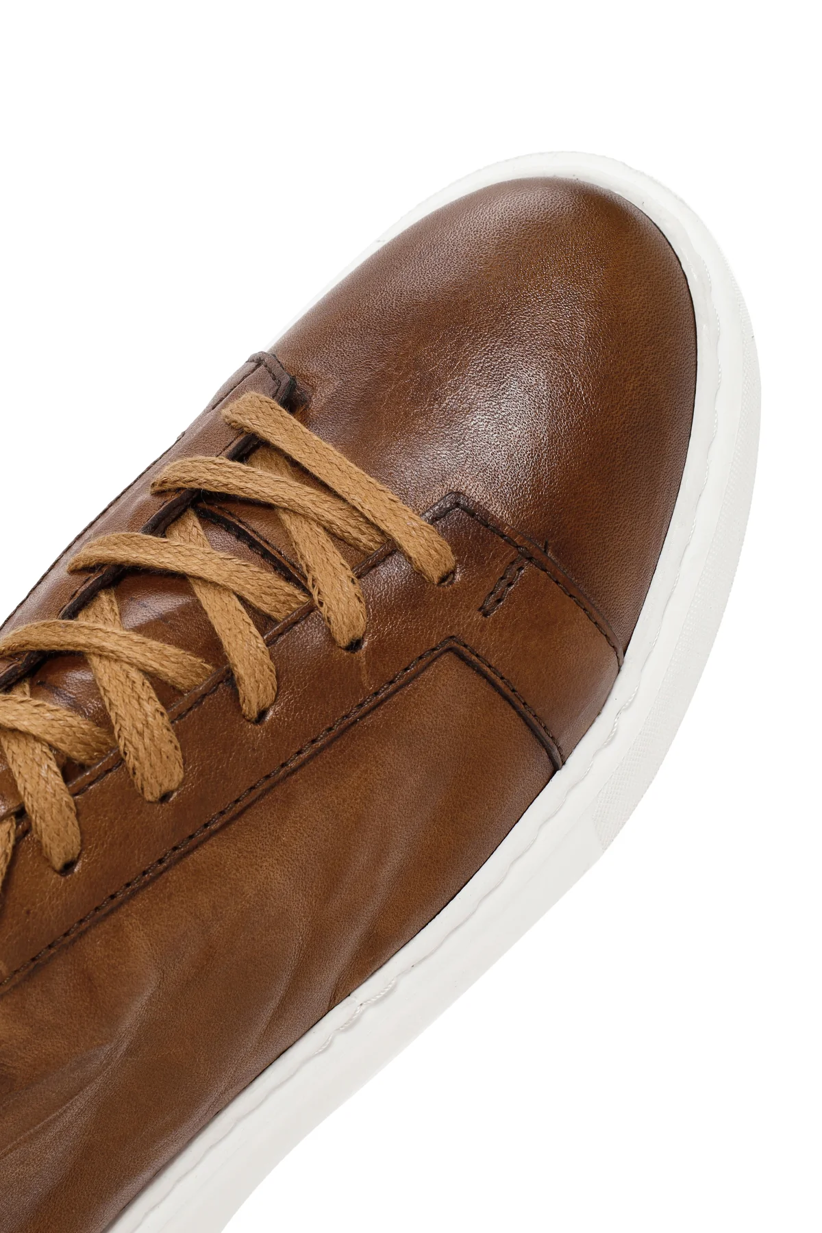 Erkek Taba Bağcıklı Kalın Tabanlı Deri Sneaker - Image 9
