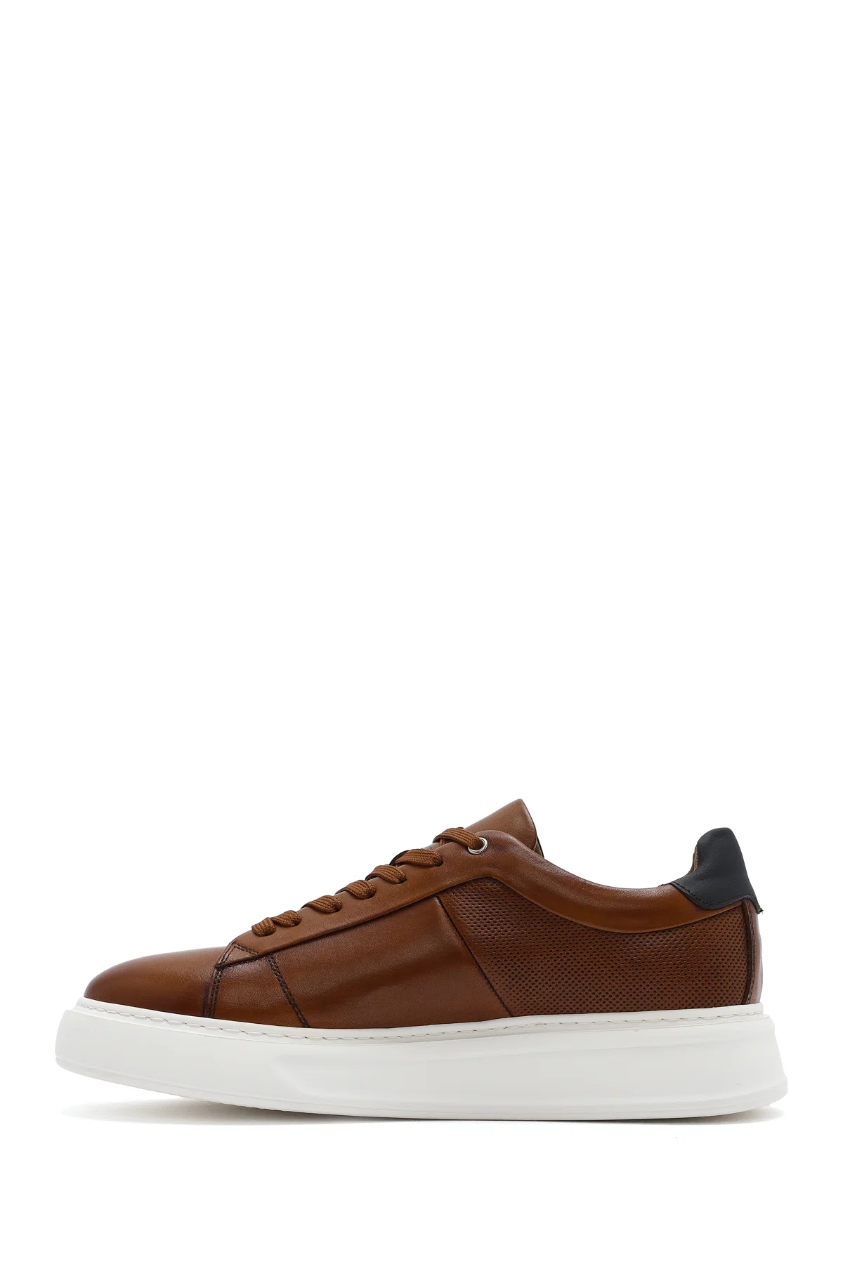 Erkek Taba Bağcıklı Kalın Tabanlı Deri Sneaker - Image 2
