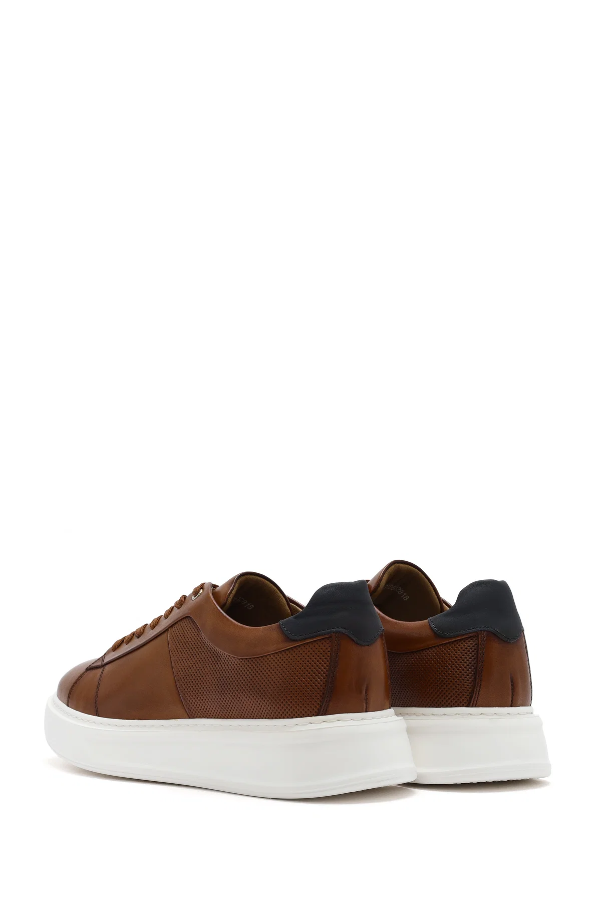 Erkek Taba Bağcıklı Kalın Tabanlı Deri Sneaker - Image 5