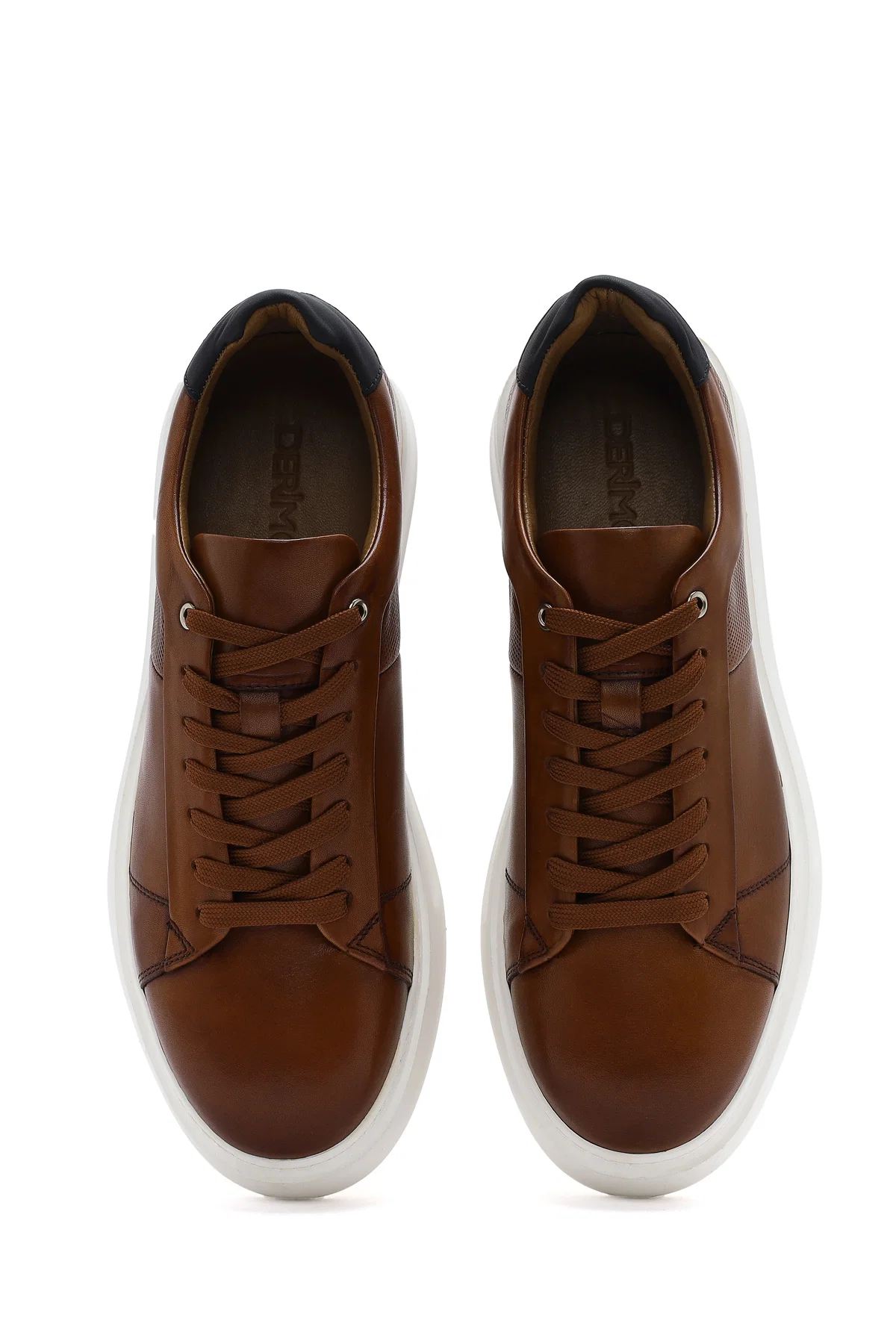 Erkek Taba Bağcıklı Kalın Tabanlı Deri Sneaker - Image 7