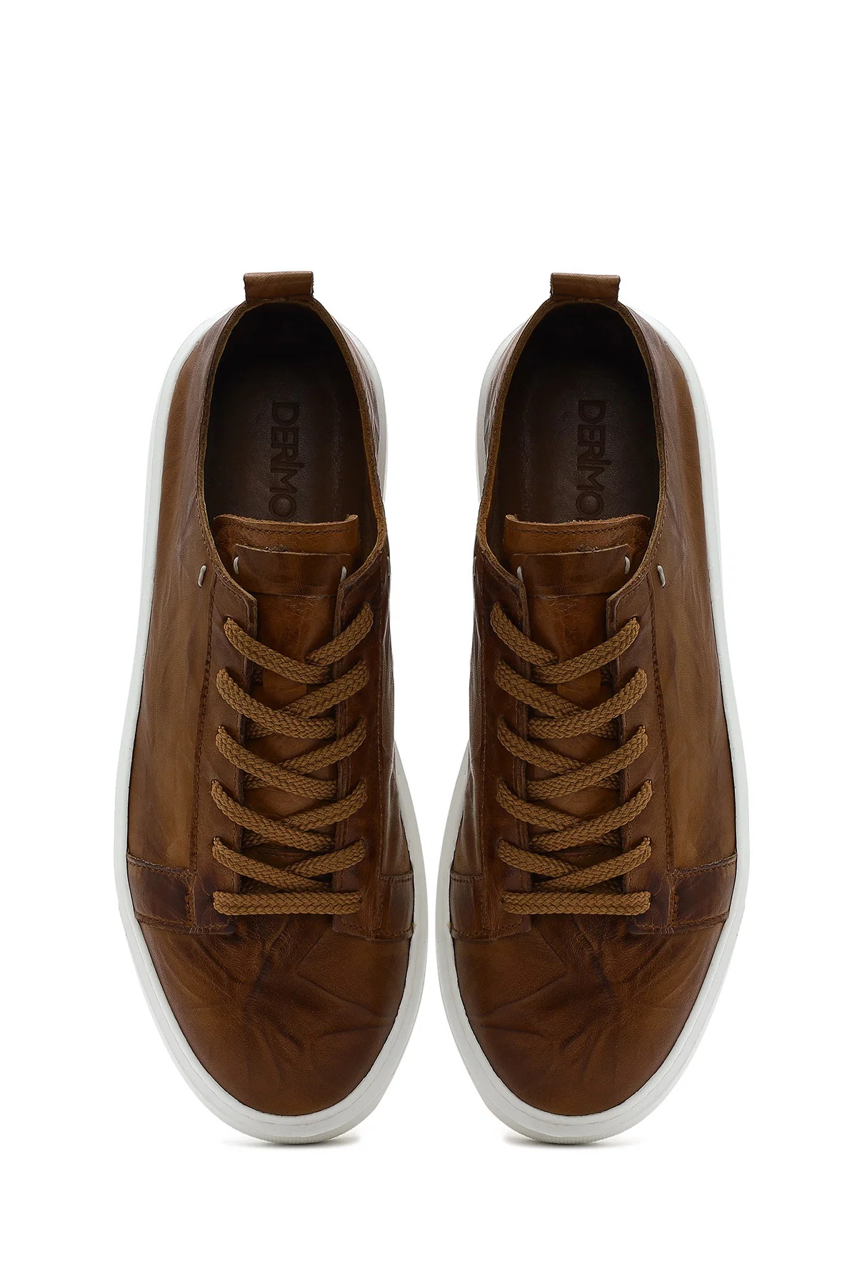 Erkek Taba Bağcıklı Kalın Tabanlı Deri Sneaker - Image 7