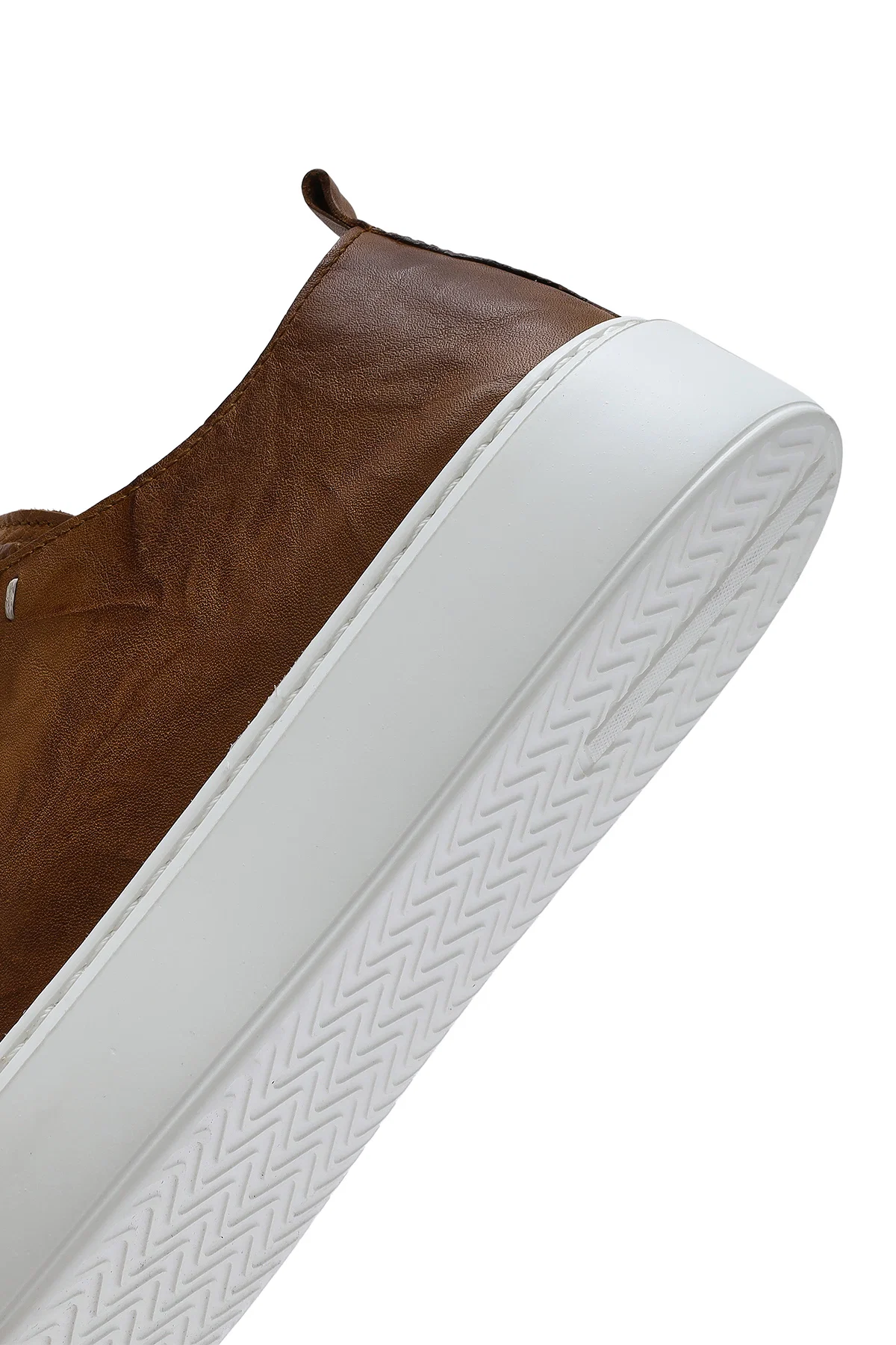 Erkek Taba Bağcıklı Kalın Tabanlı Deri Sneaker - Image 8