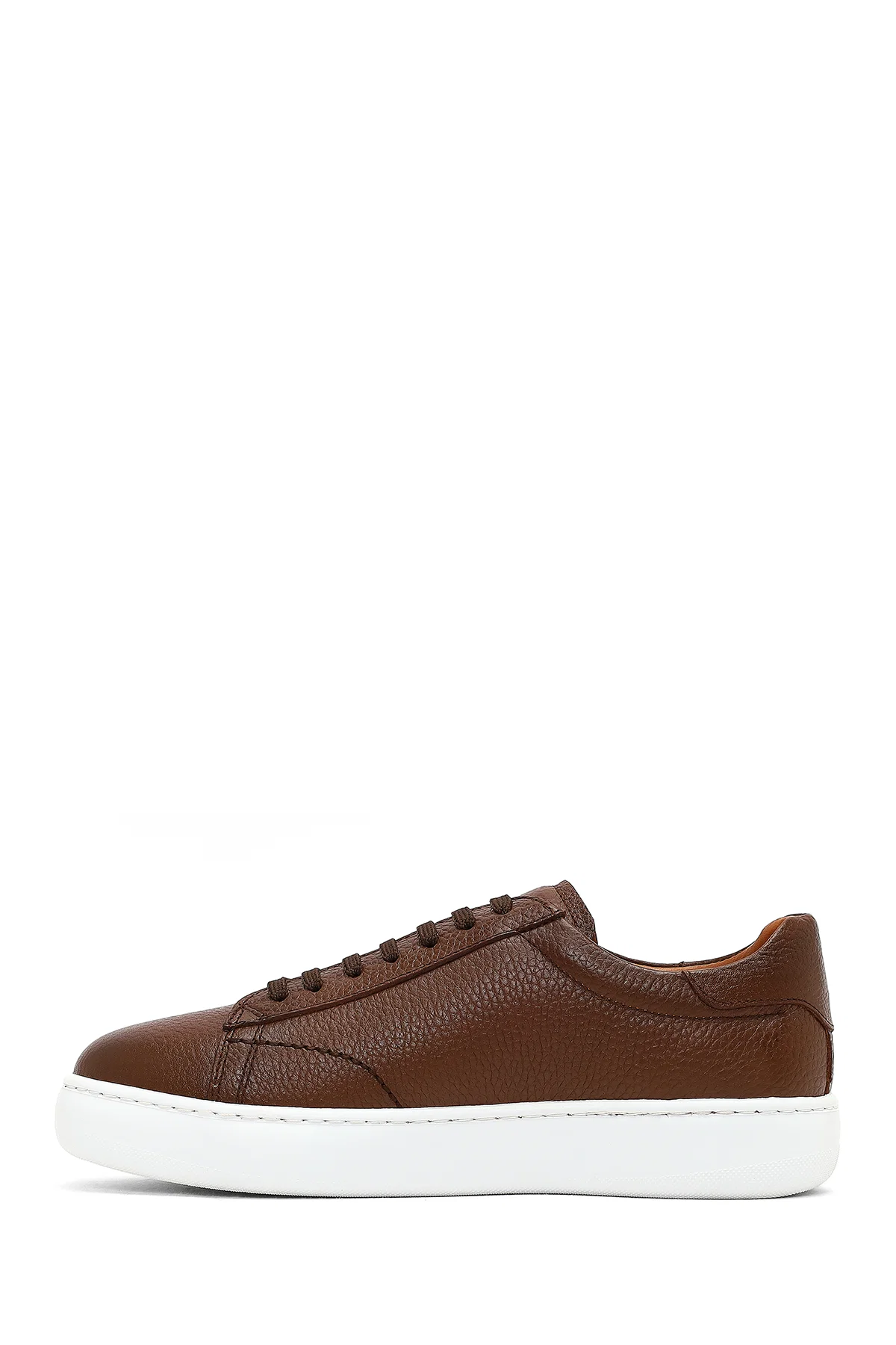 Erkek Taba Bağcıklı Kalın Tabanlı Deri Sneaker - Image 2