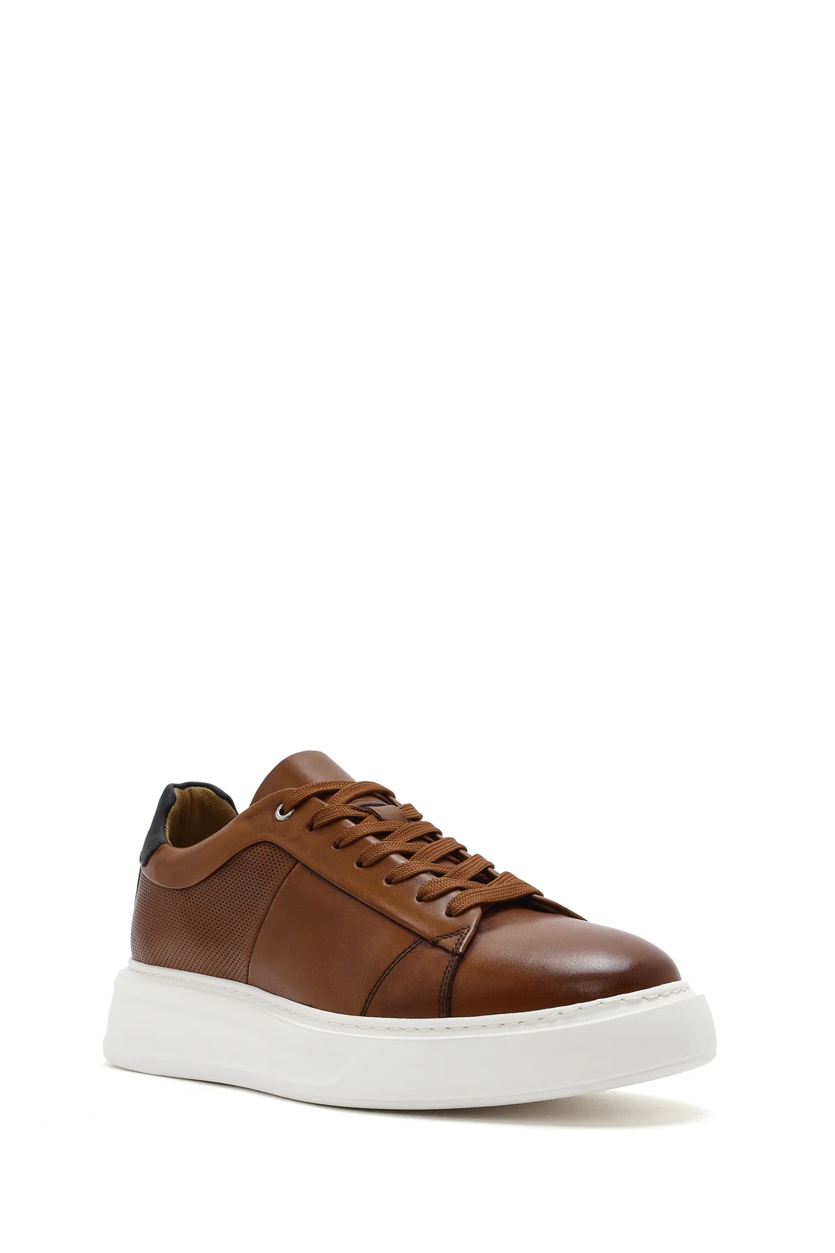 Erkek Taba Bağcıklı Kalın Tabanlı Deri Sneaker - Image 7
