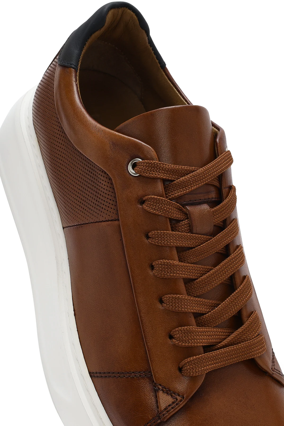Erkek Taba Bağcıklı Kalın Tabanlı Deri Sneaker - Image 9