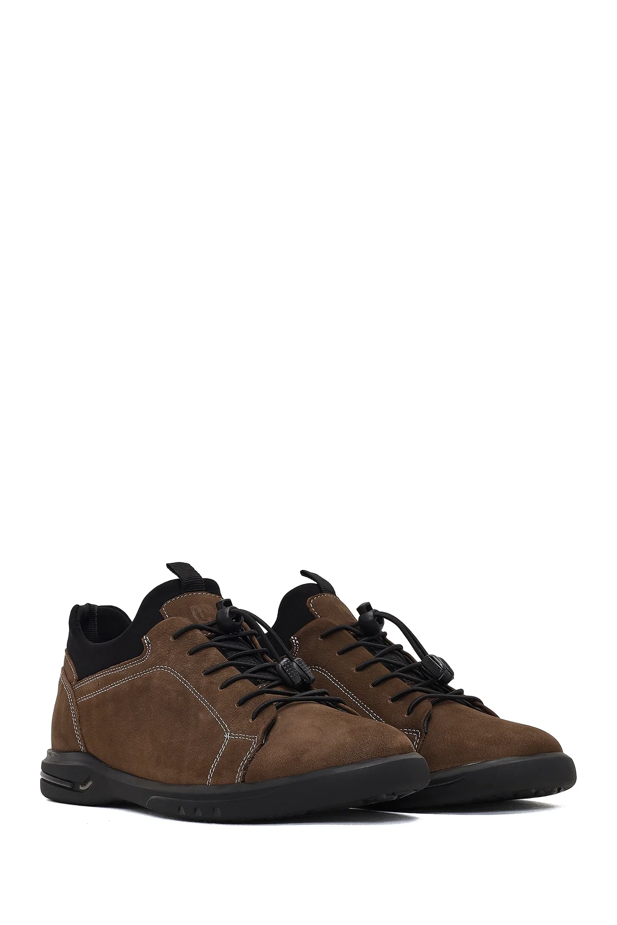 Erkek Taba Bağcıklı Nubuk Deri Casual Sneaker - Image 3