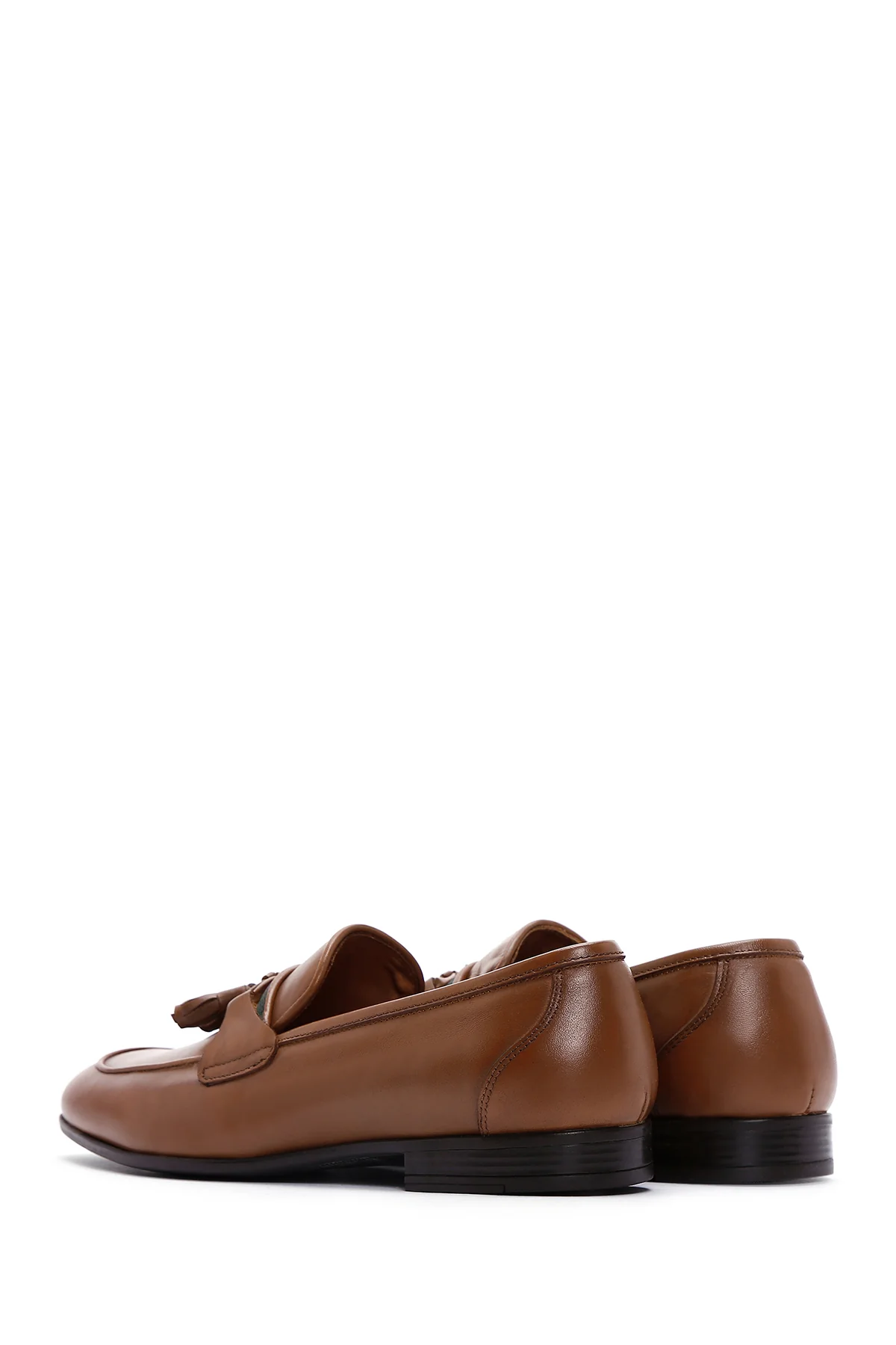 Erkek Taba Deri Püsküllü Klasik Loafer - Image 5