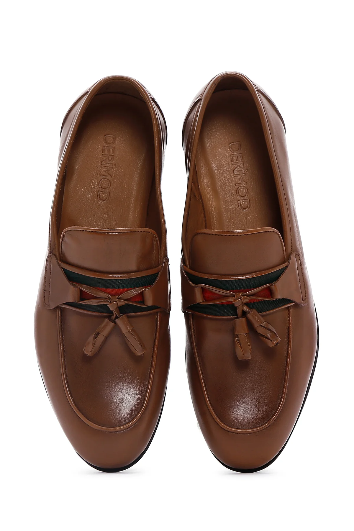 Erkek Taba Deri Püsküllü Klasik Loafer - Image 6