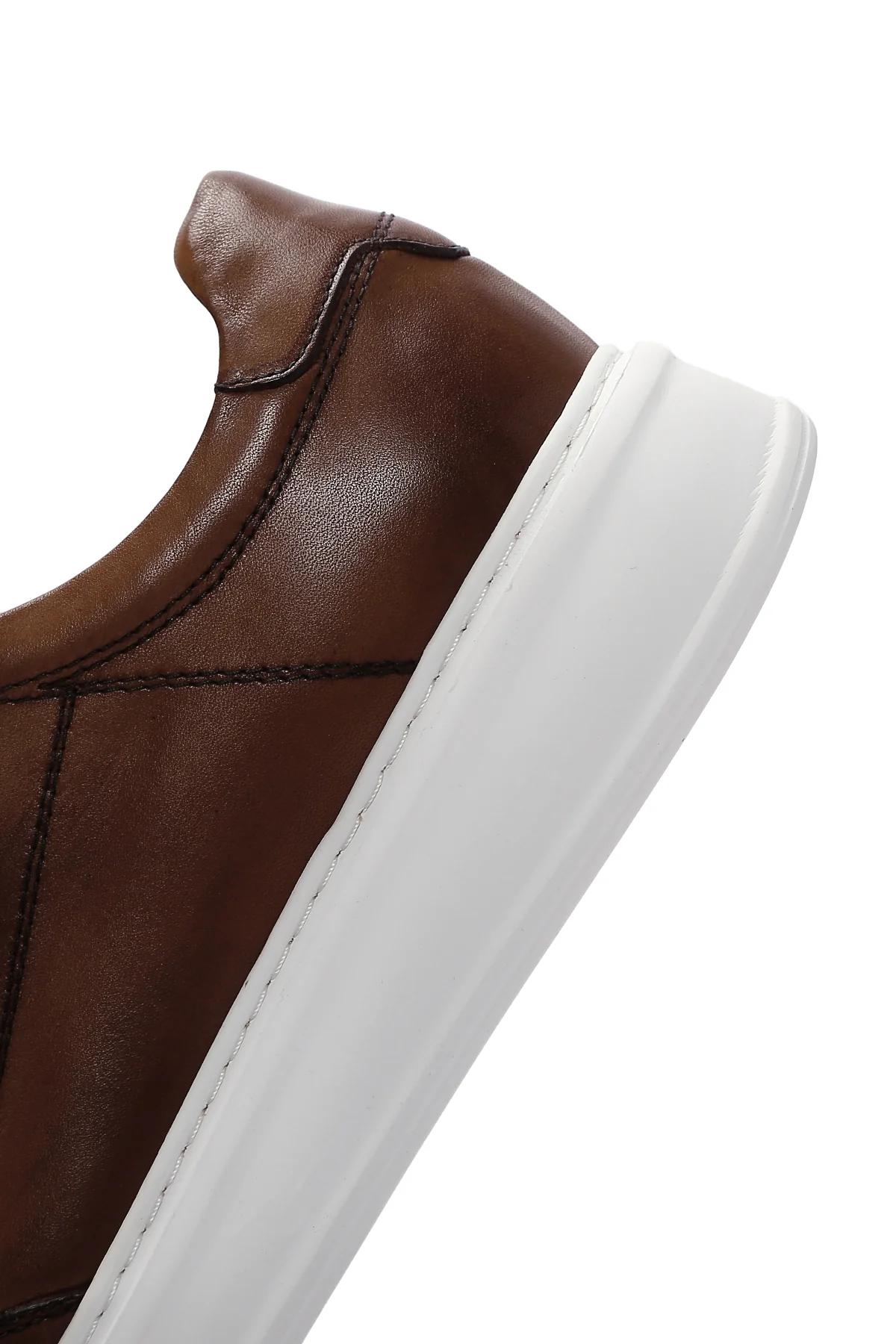 Erkek Taba Kalın Tabanlı Bağcıklı Deri Sneaker - Image 7