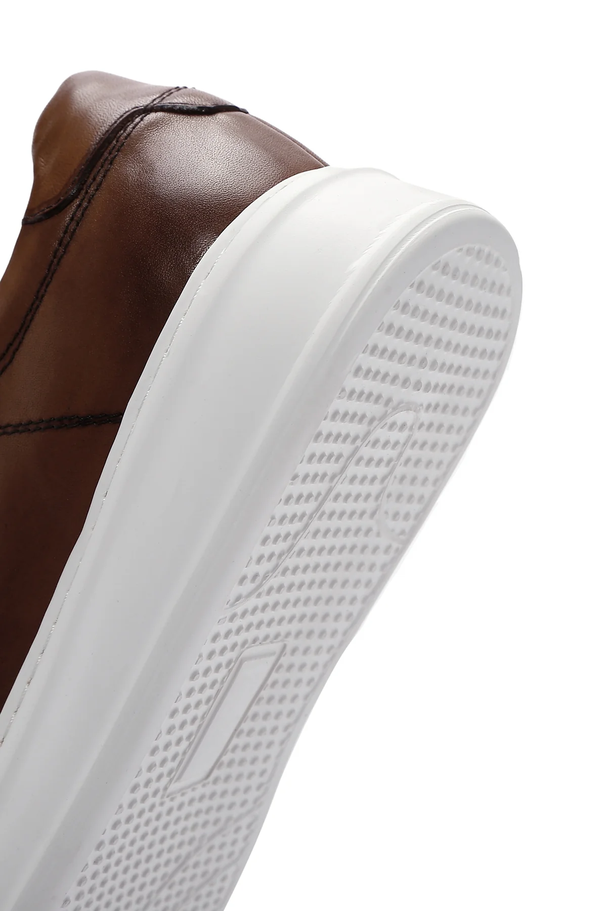 Erkek Taba Kalın Tabanlı Bağcıklı Deri Sneaker - Image 8