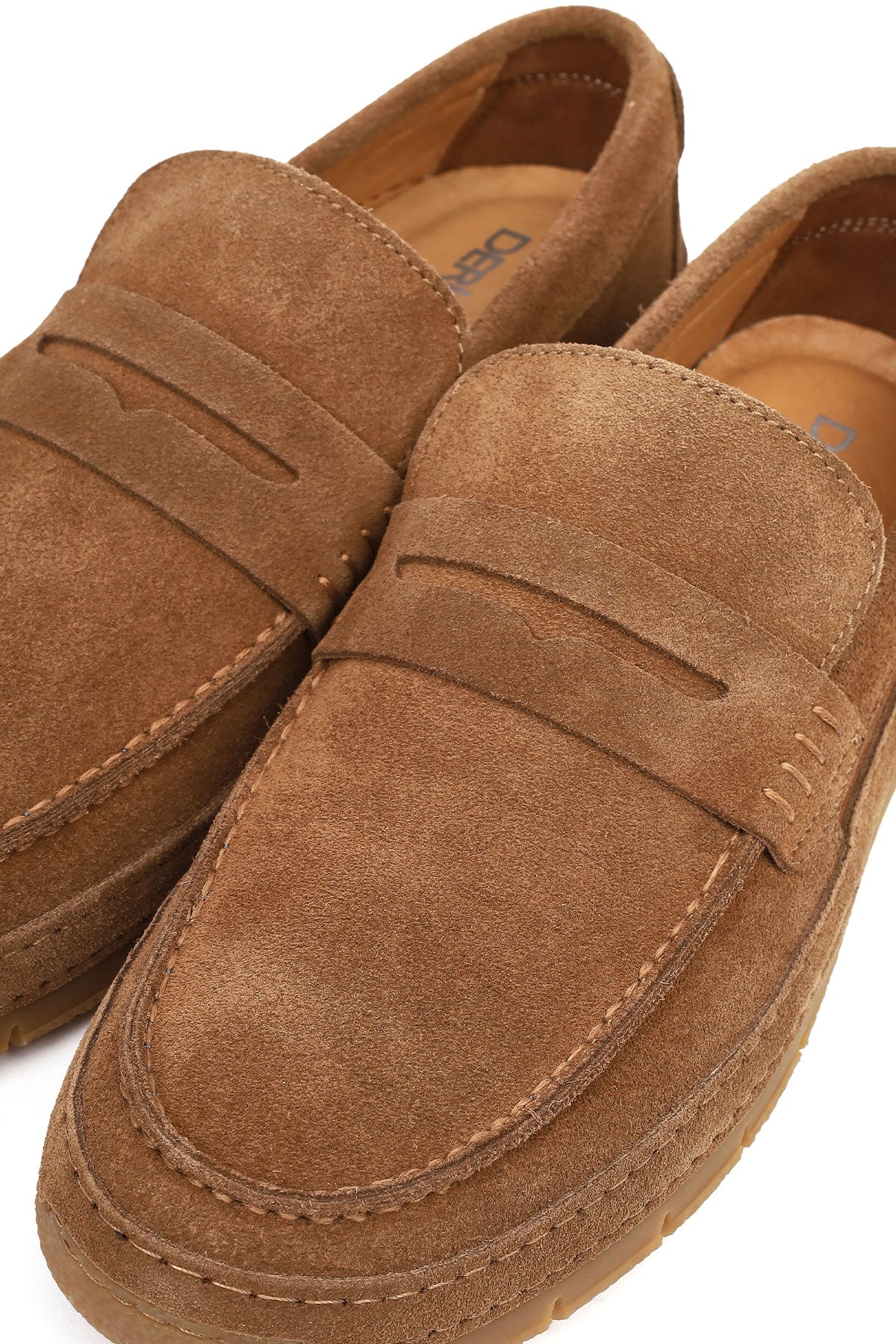 Erkek Taba Kalın Tabanlı Süet Deri Loafer - Image 10
