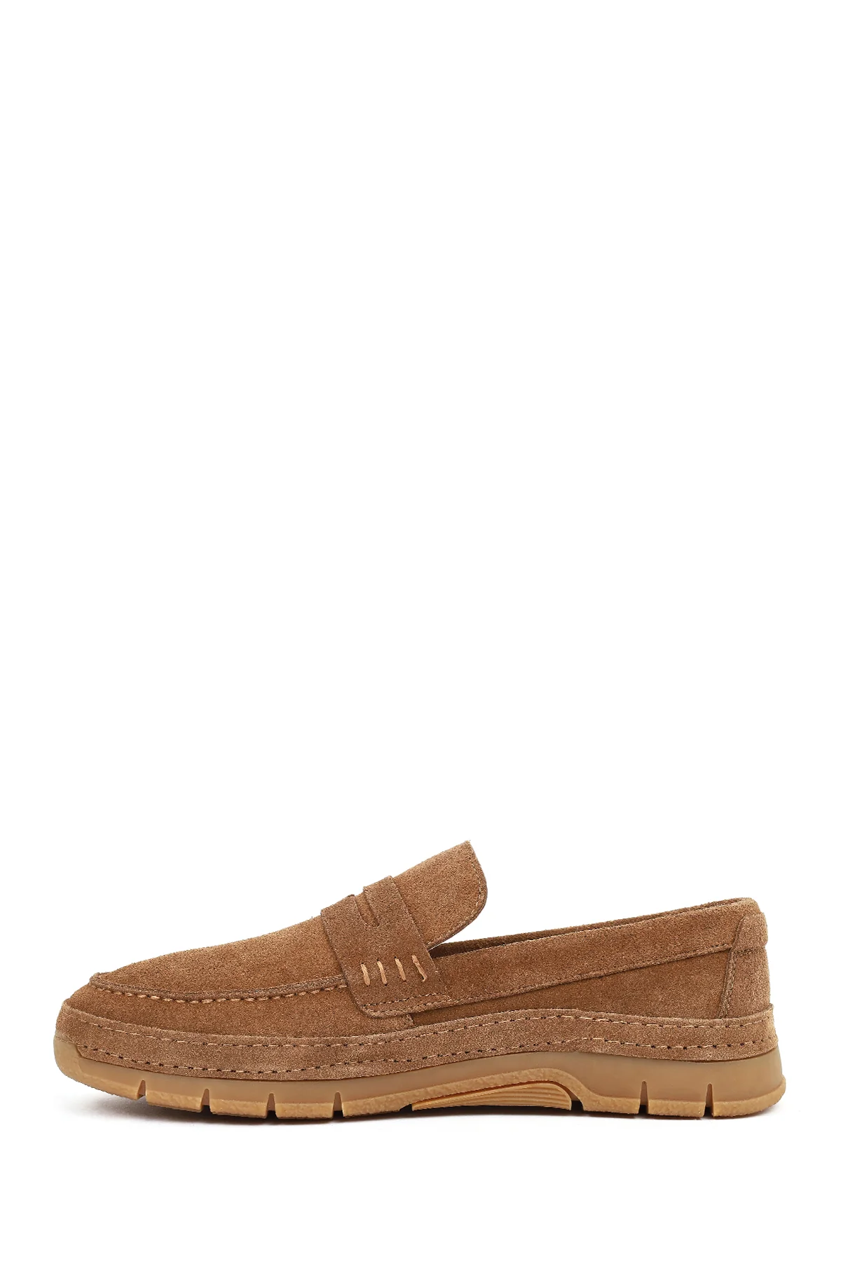 Erkek Taba Kalın Tabanlı Süet Deri Loafer - Image 3