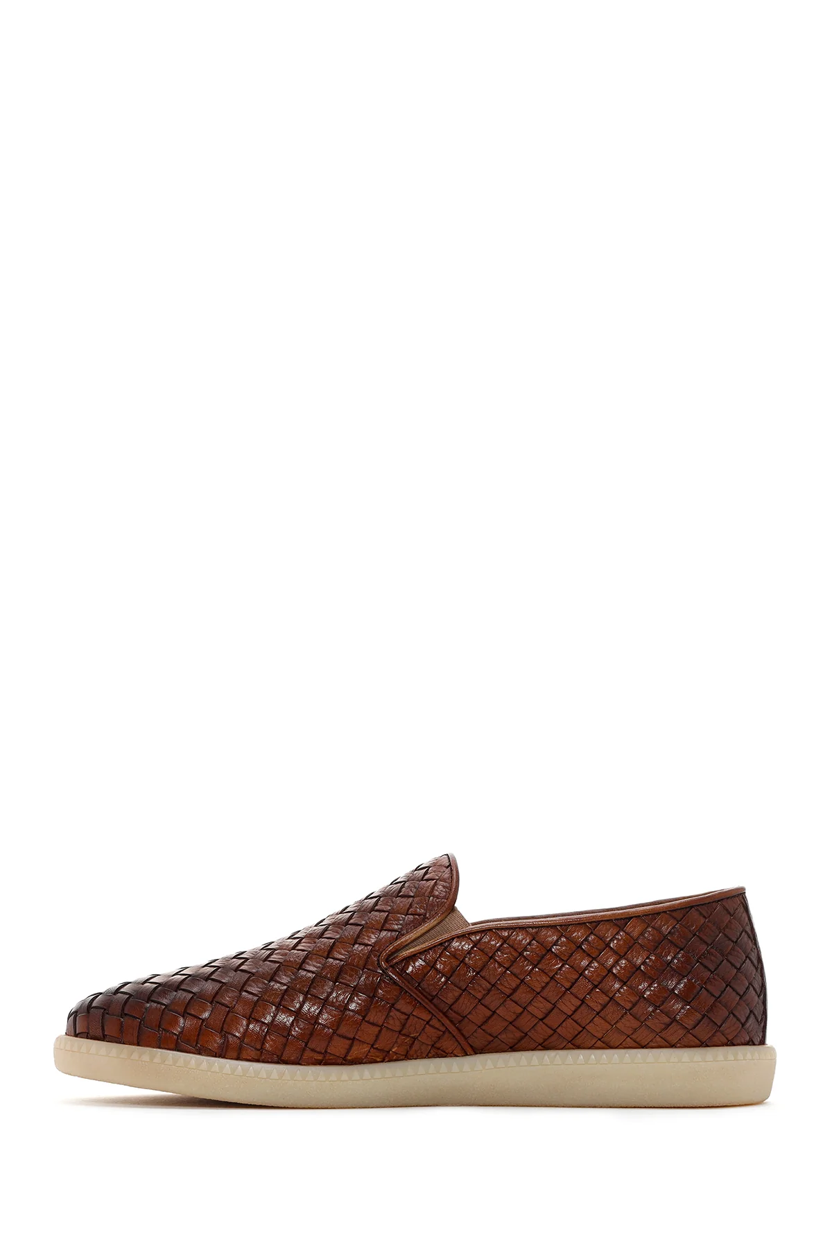 Erkek Taba Örgü Deri Casual Loafer - Image 4