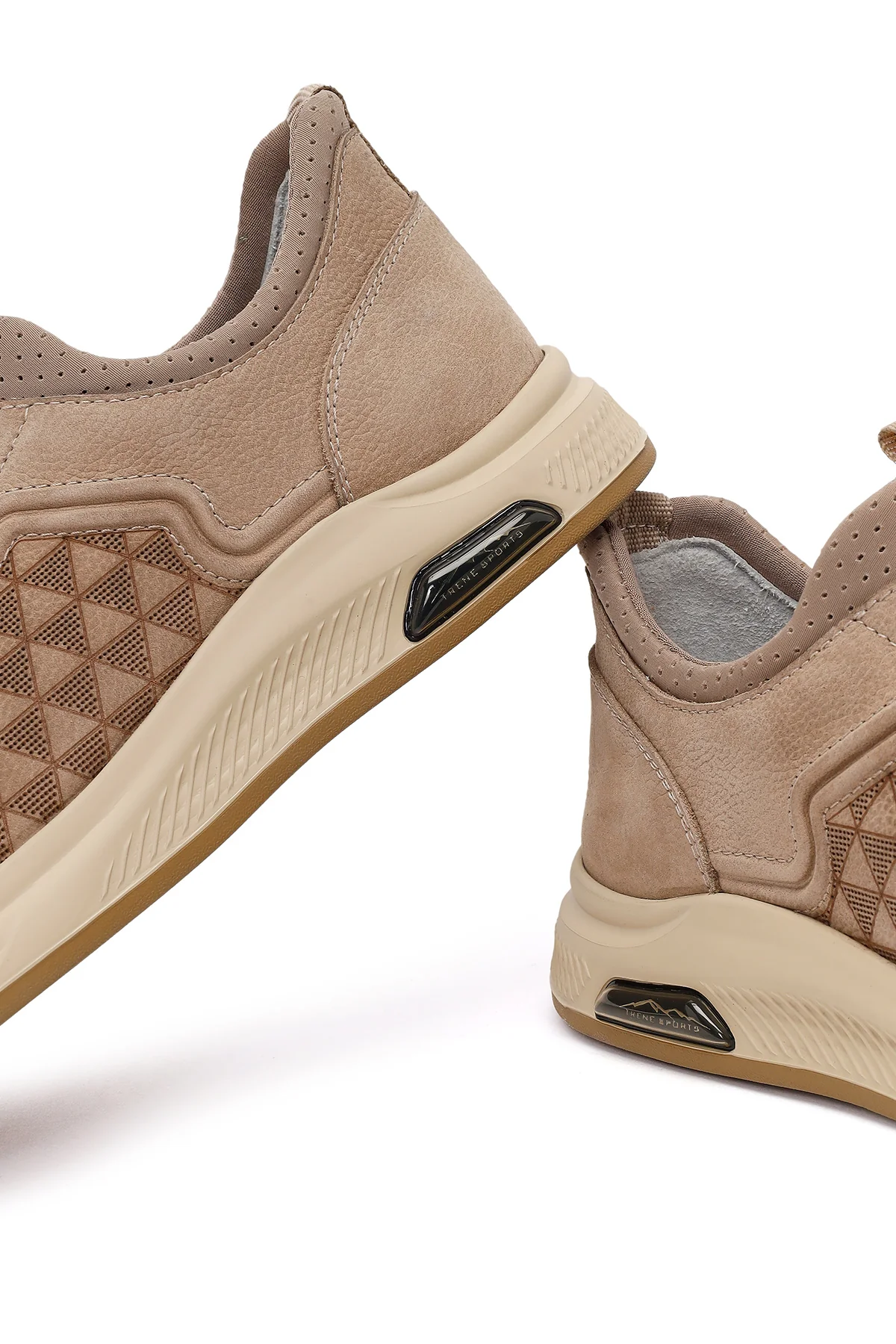 Erkek Vizon Bağcıklı Baskılı Nubuk Deri Sneaker - Image 11