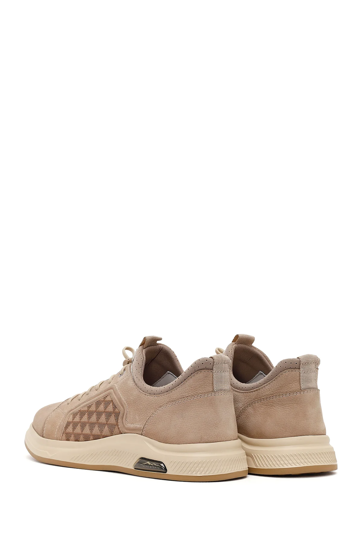 Erkek Vizon Bağcıklı Baskılı Nubuk Deri Sneaker - Image 6